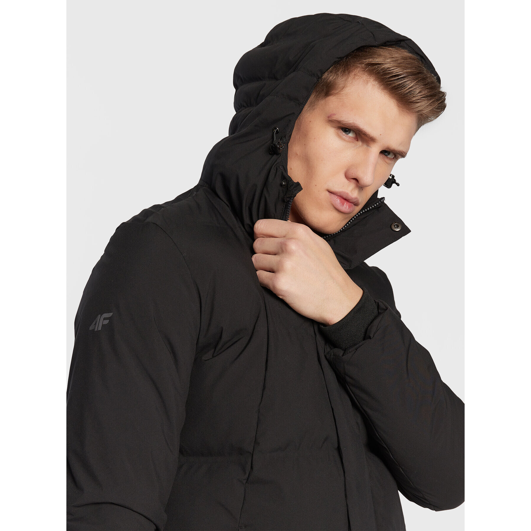 4F Пухено яке H4Z22-KUMP007 Черен Regular Fit - Pepit.bg
