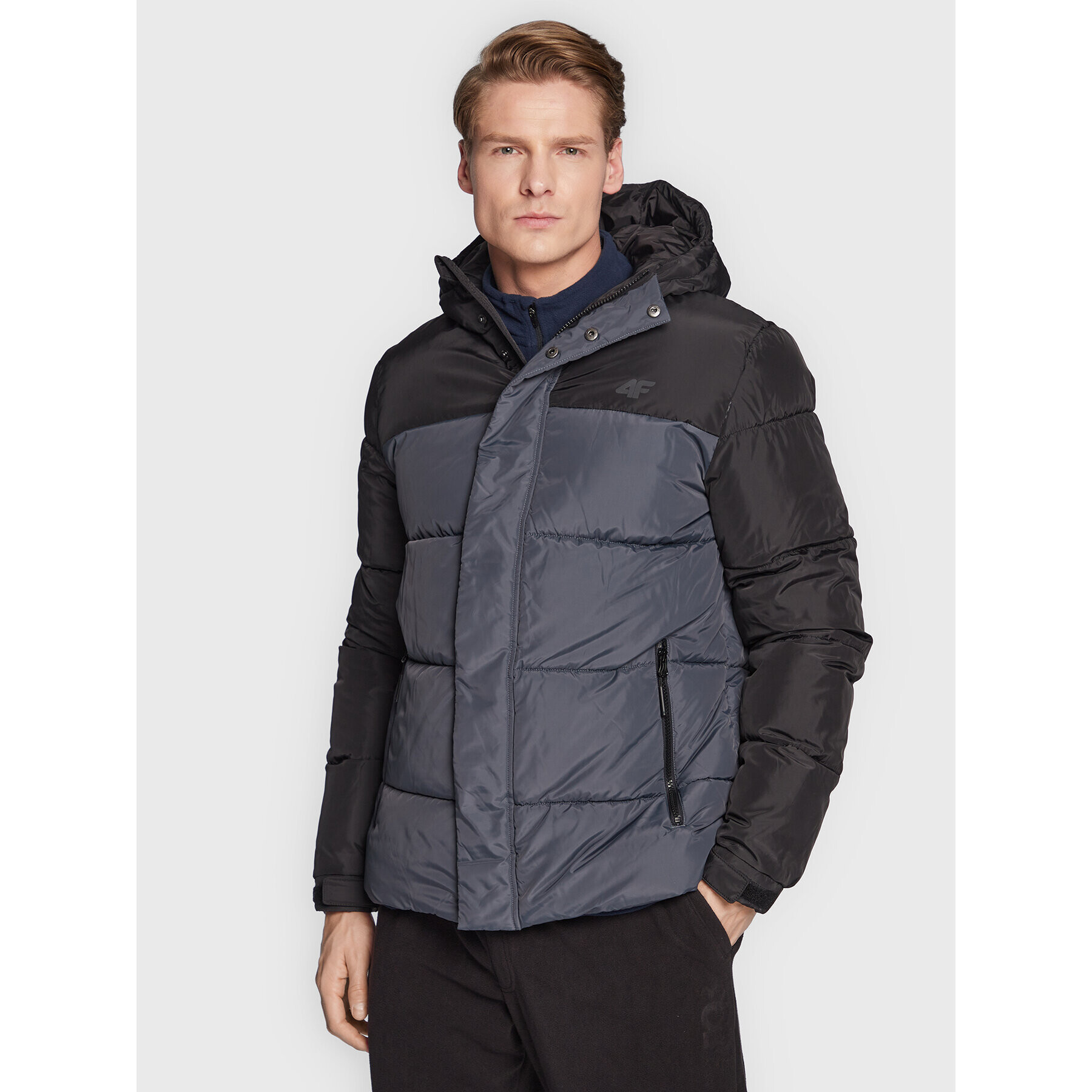 4F Пухено яке H4Z22-KUMP009 Сив Regular Fit - Pepit.bg