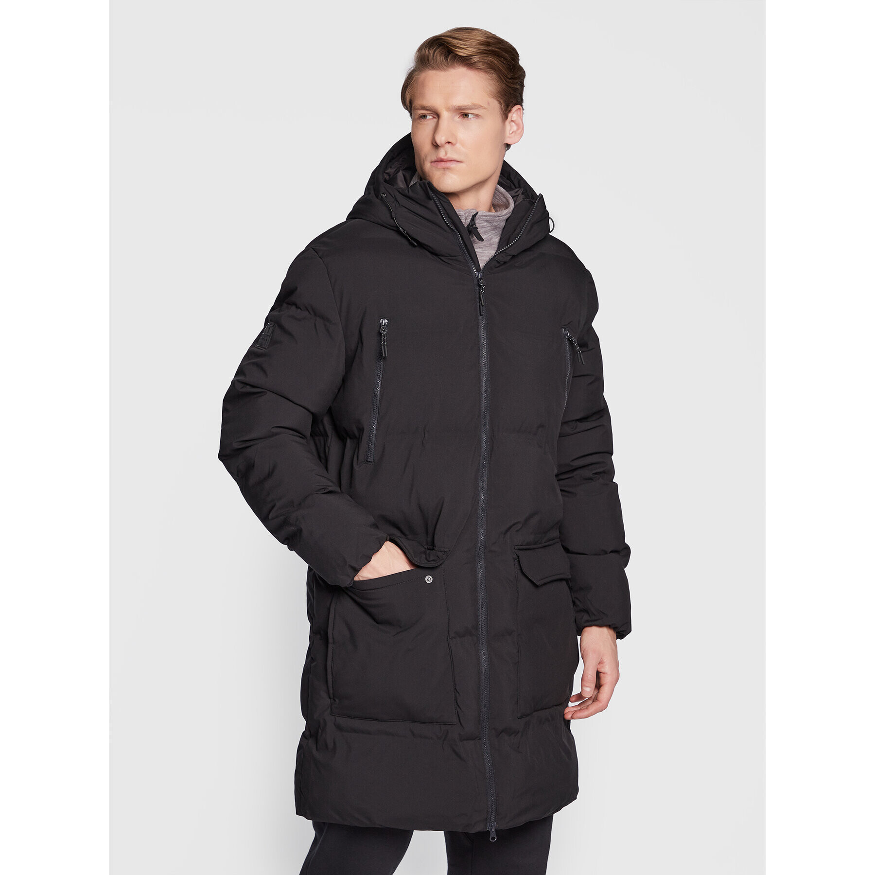 4F Пухено яке H4Z22-KUMP010 Черен Regular Fit - Pepit.bg