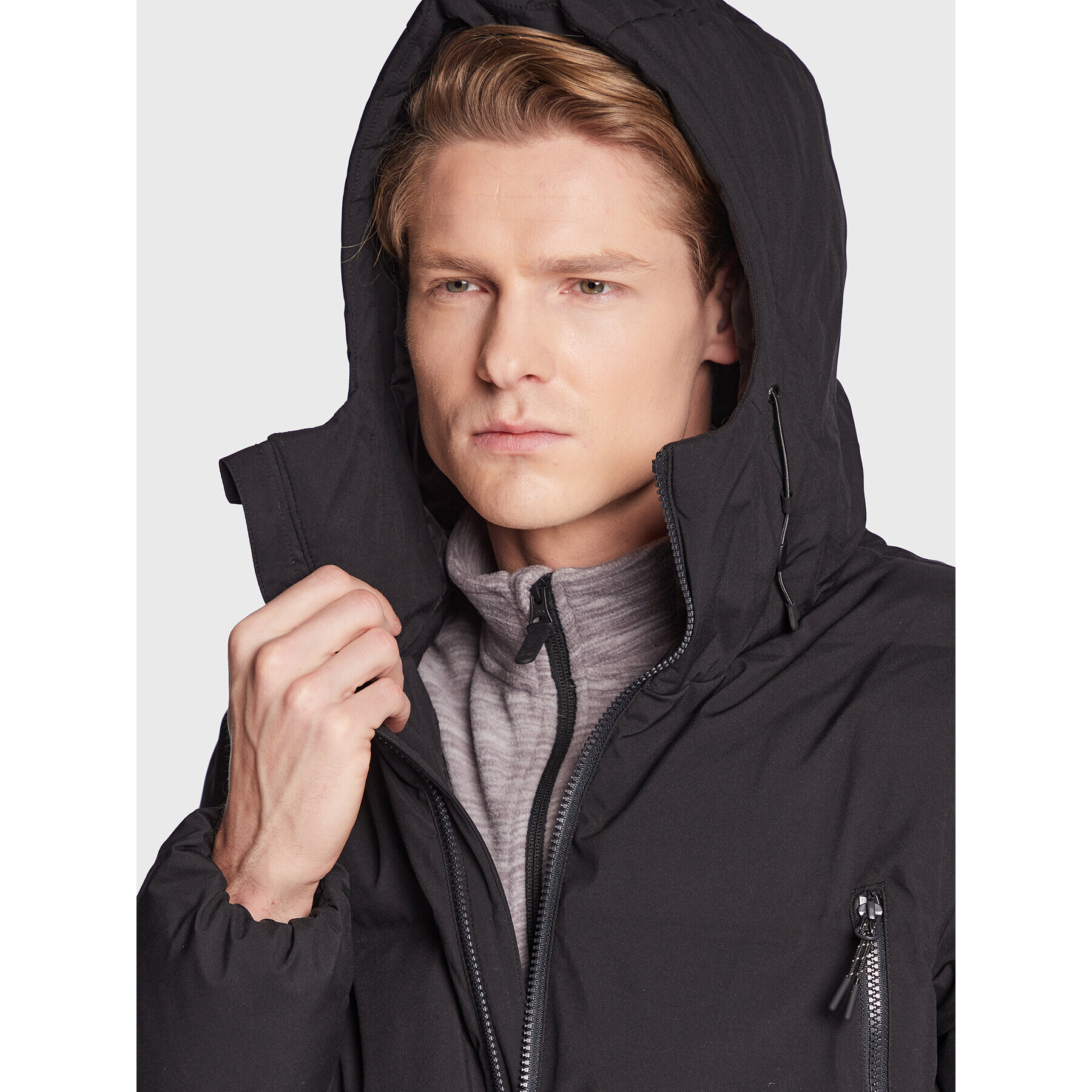 4F Пухено яке H4Z22-KUMP010 Черен Regular Fit - Pepit.bg