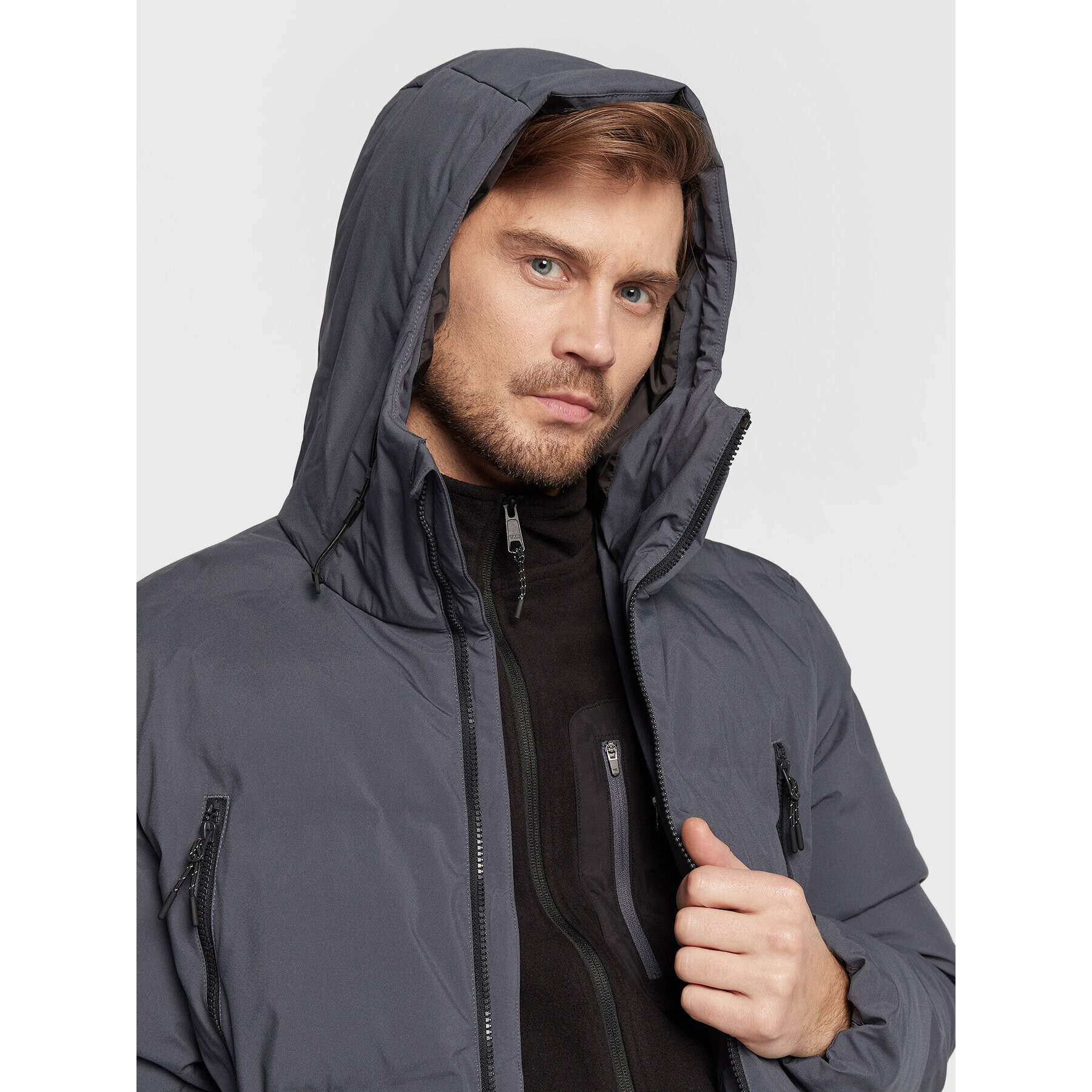 4F Пухено яке H4Z22-KUMP010 Сив Regular Fit - Pepit.bg