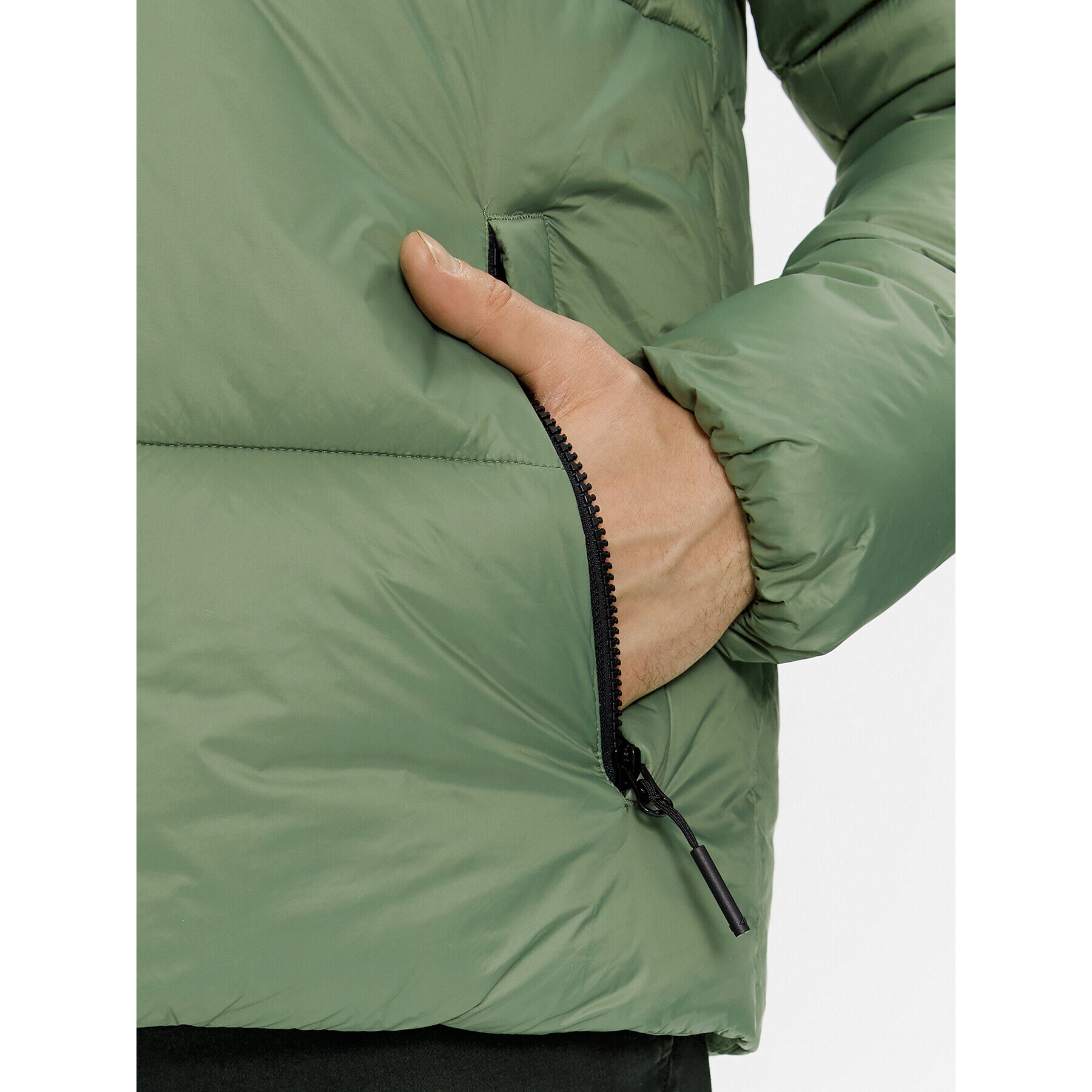 4F Пухено яке WAW23TDJAM348 Каки Regular Fit - Pepit.bg