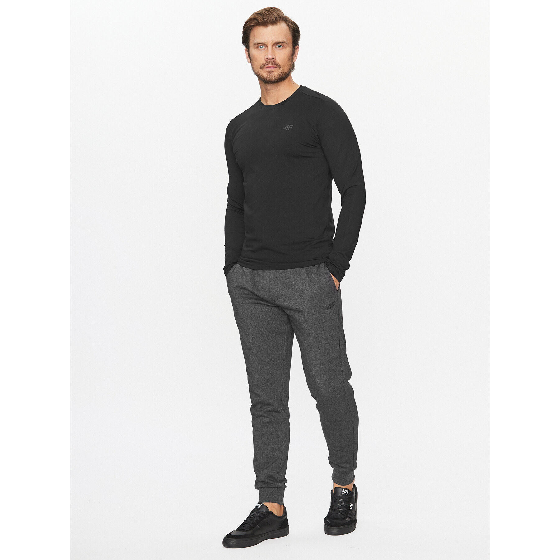 4F Тениска с дълъг ръкав AW23TLONM155 Черен Slim Fit - Pepit.bg