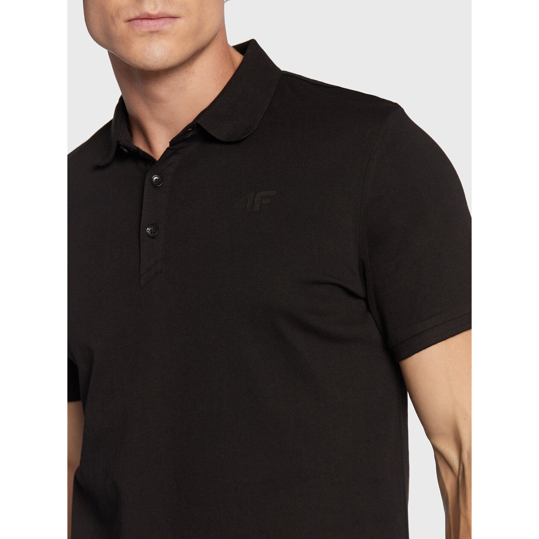 4F Тениска с яка и копчета H4Z22-TSM355 Черен Regular Fit - Pepit.bg