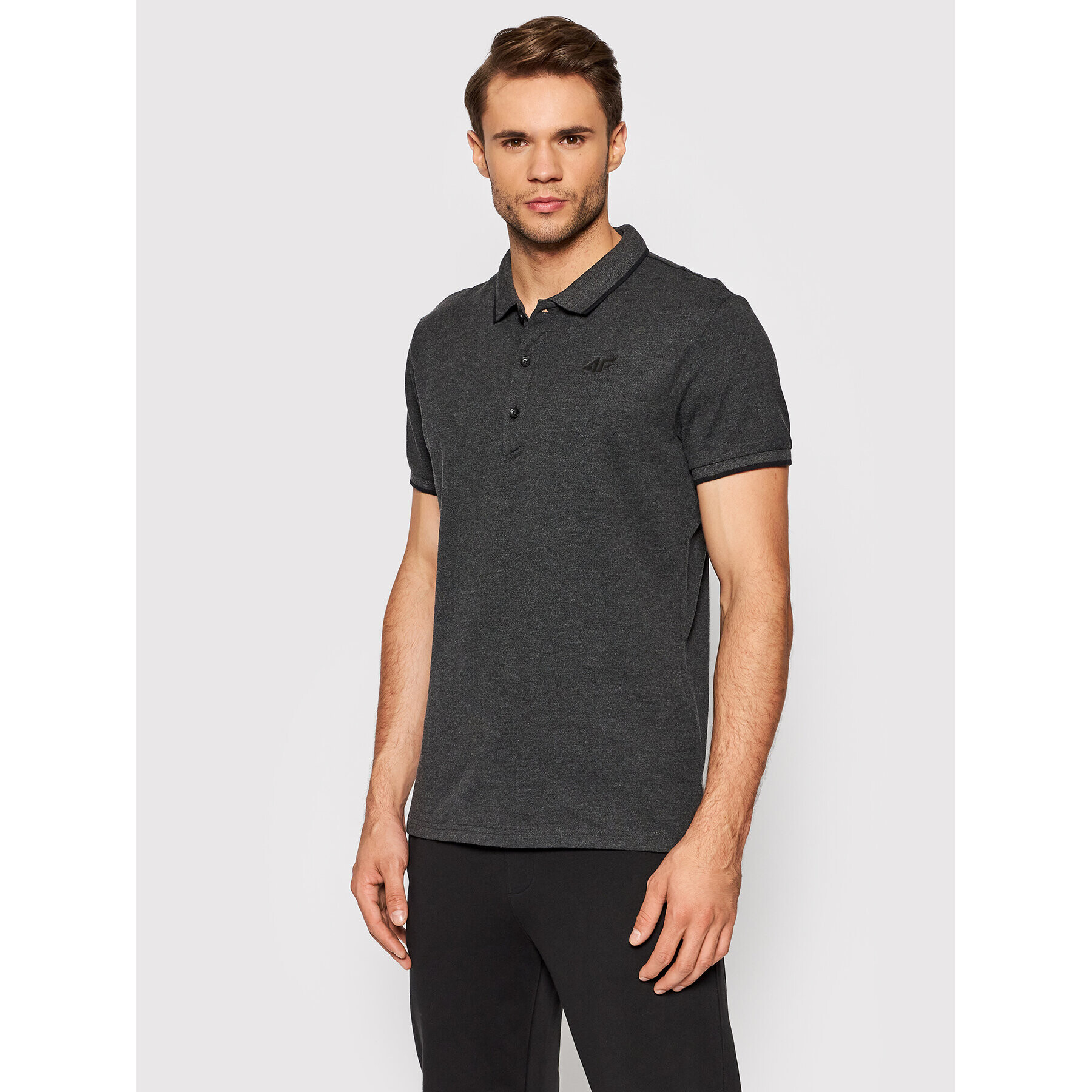 4F Тениска с яка и копчета NOSH4-TSM357 Сив Regular Fit - Pepit.bg
