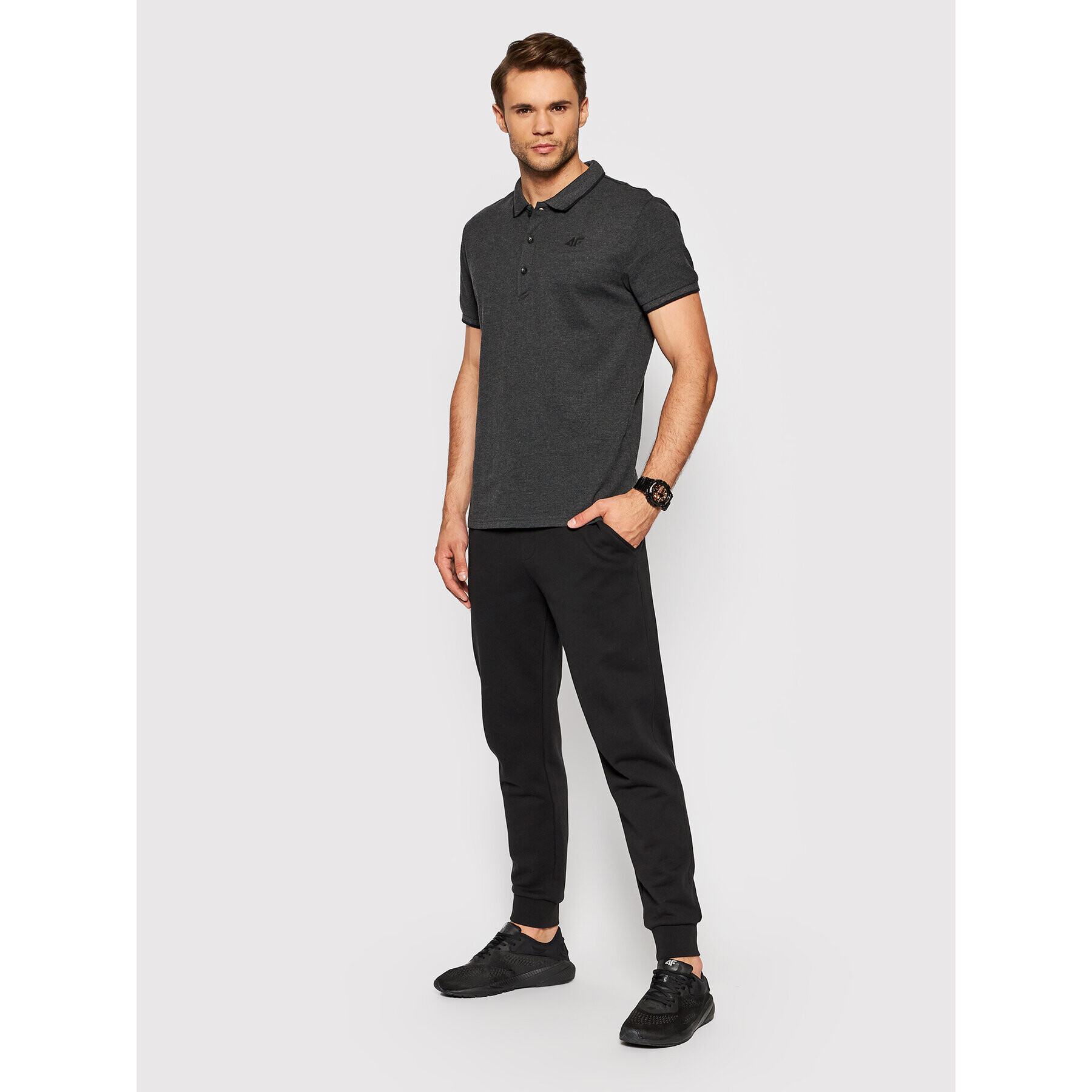 4F Тениска с яка и копчета NOSH4-TSM357 Сив Regular Fit - Pepit.bg
