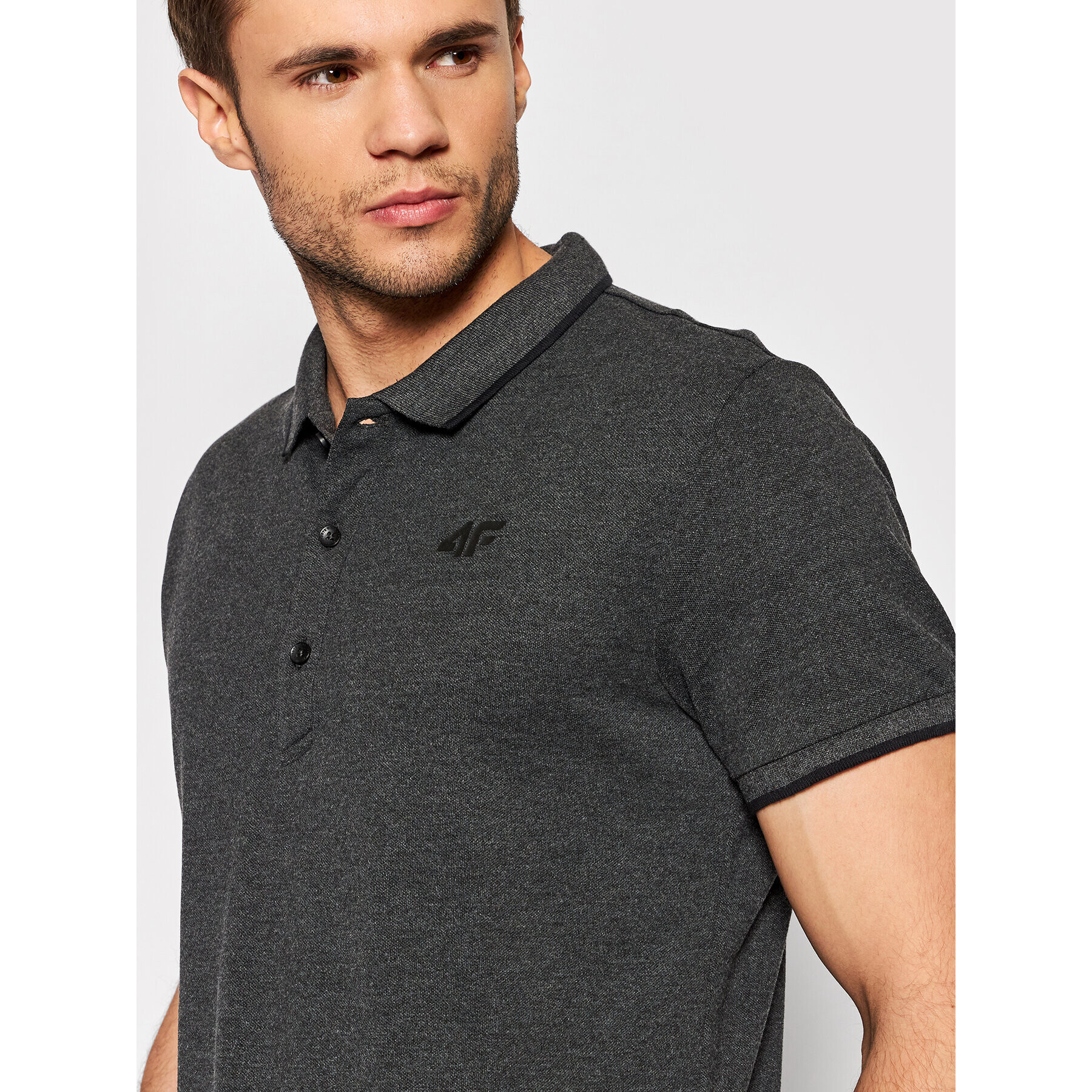 4F Тениска с яка и копчета NOSH4-TSM357 Сив Regular Fit - Pepit.bg