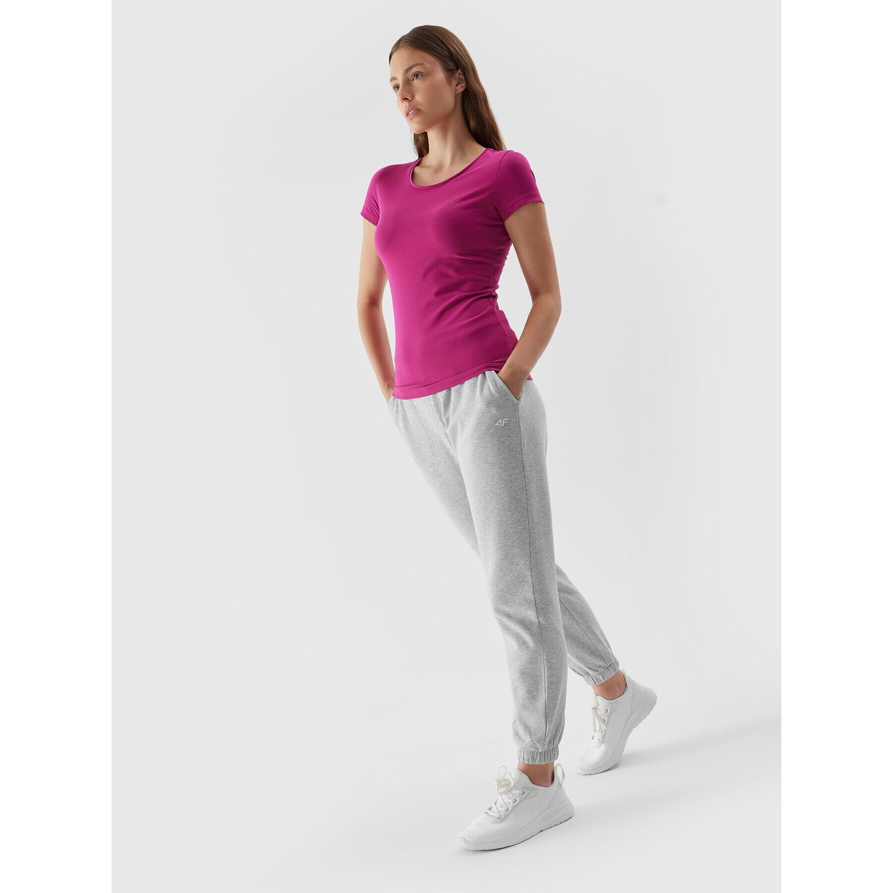 4F Тишърт AW23TTSHF0906 Розов Slim Fit - Pepit.bg