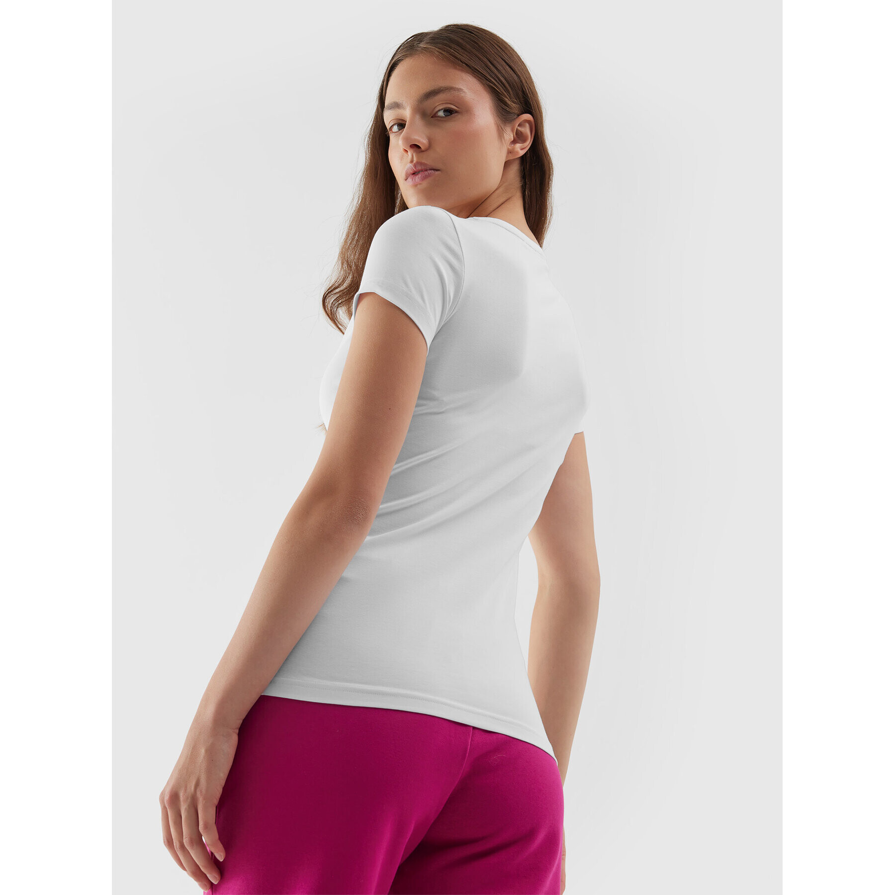 4F Тишърт AW23TTSHF0907 Бял Slim Fit - Pepit.bg