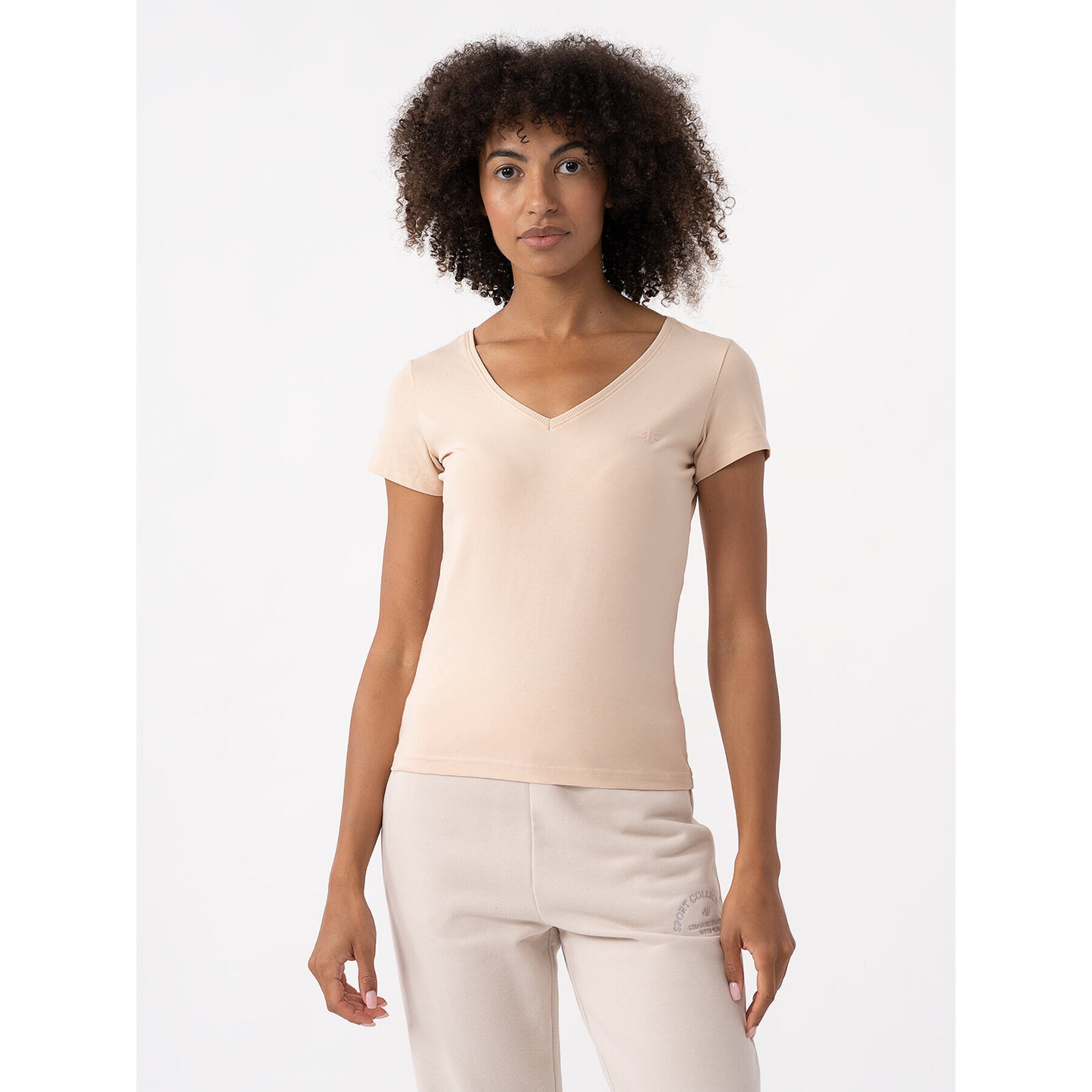 4F Тишърт AW23TTSHF0941 Екрю Slim Fit - Pepit.bg