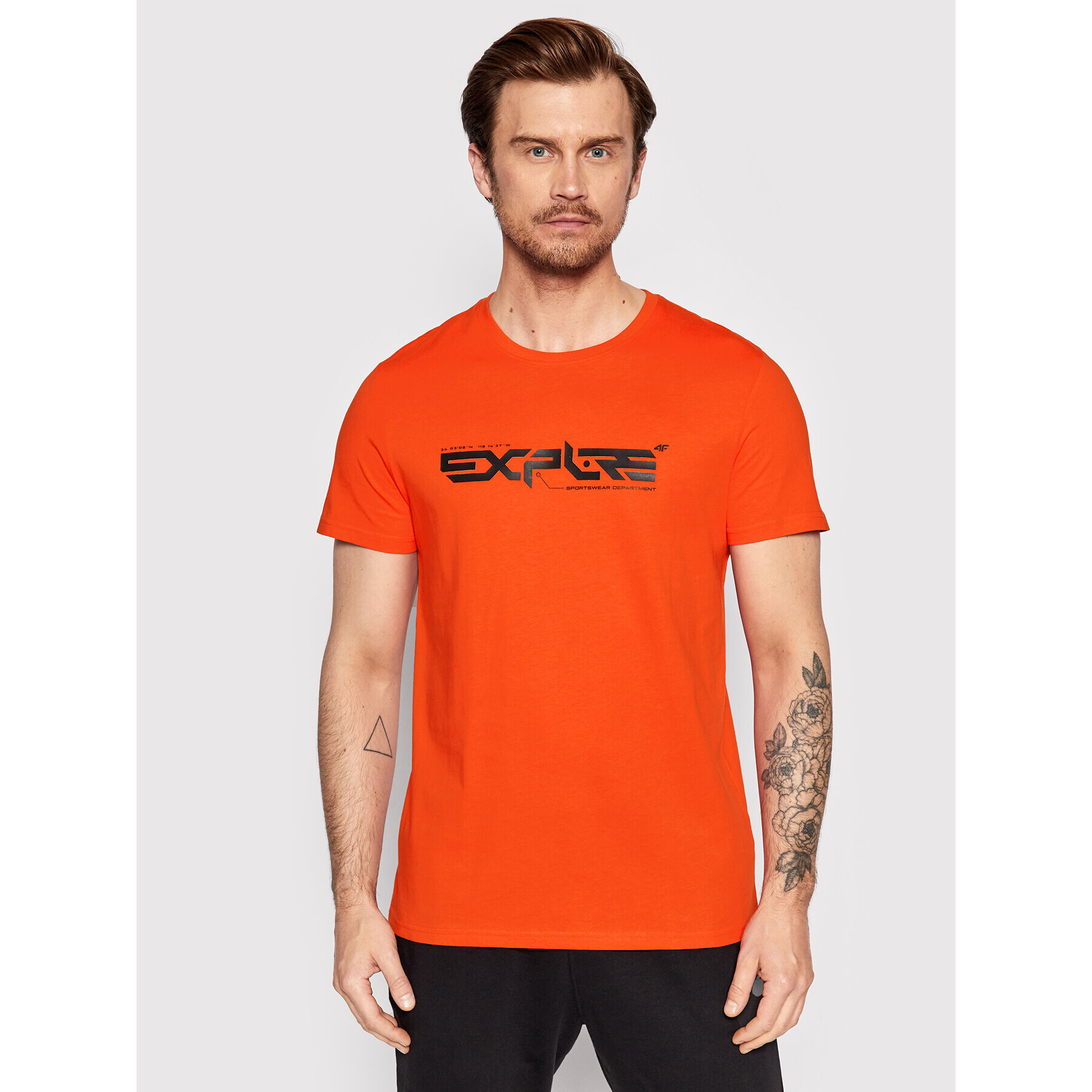 4F Тишърт H4L22-TSM010 Оранжев Regular Fit - Pepit.bg