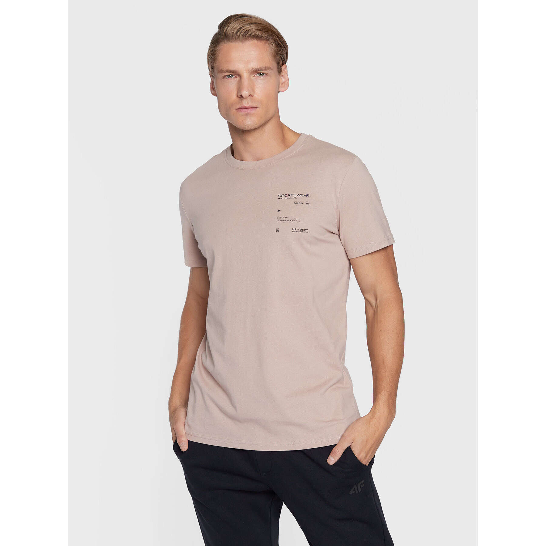 4F Тишърт H4Z22-TSM016 Бежов Regular Fit - Pepit.bg