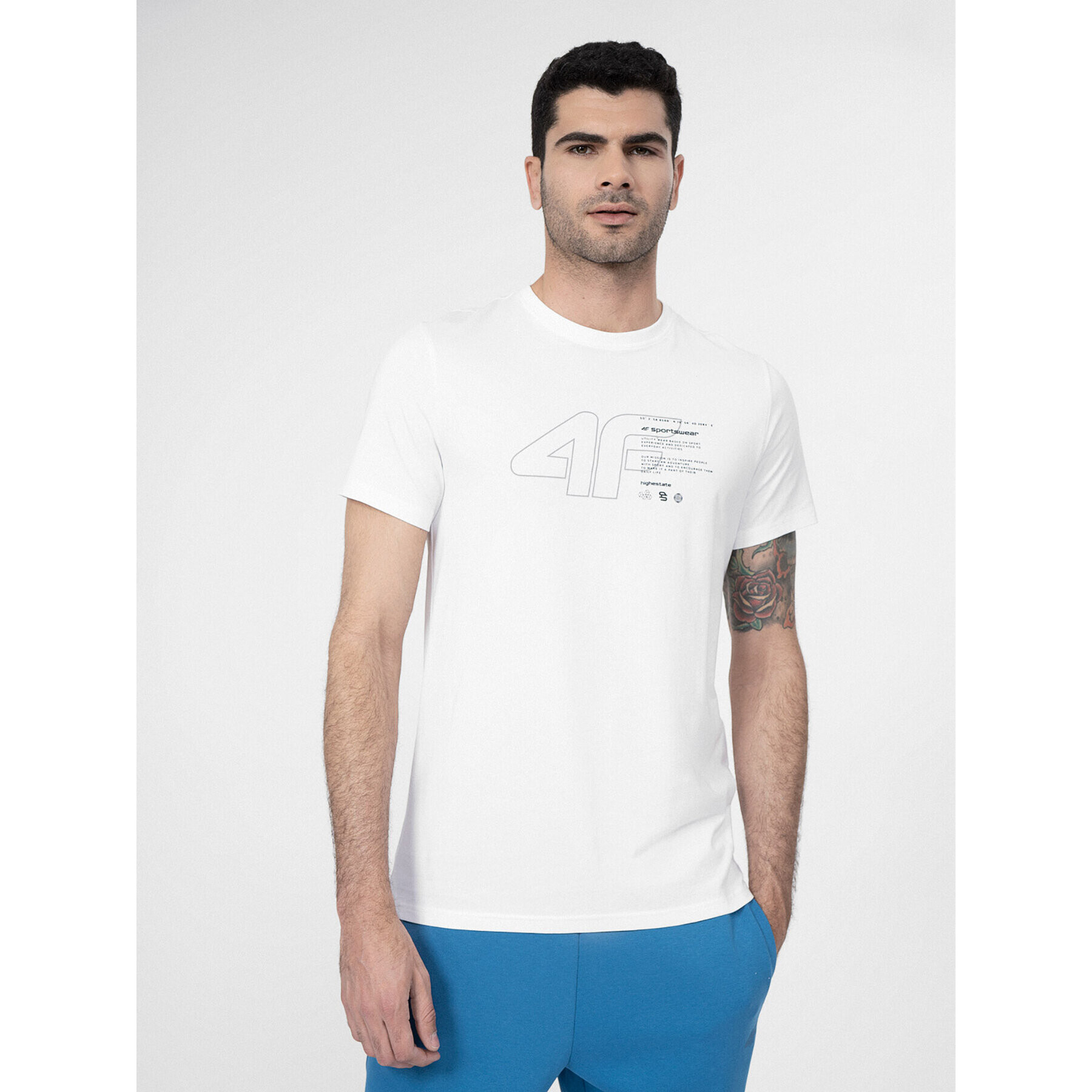 4F Тишърт SS23TTSHM303 Бял Regular Fit - Pepit.bg