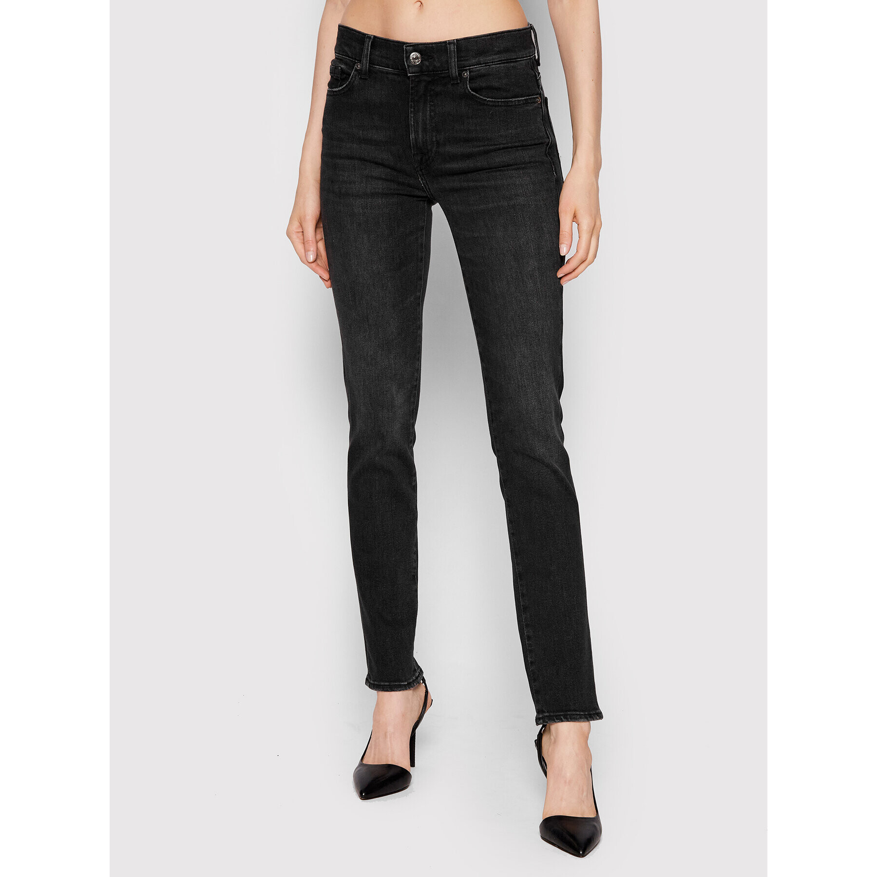 7 For All Mankind Дънки Roxanne JSWXC320LB Черен Slim Fit - Pepit.bg