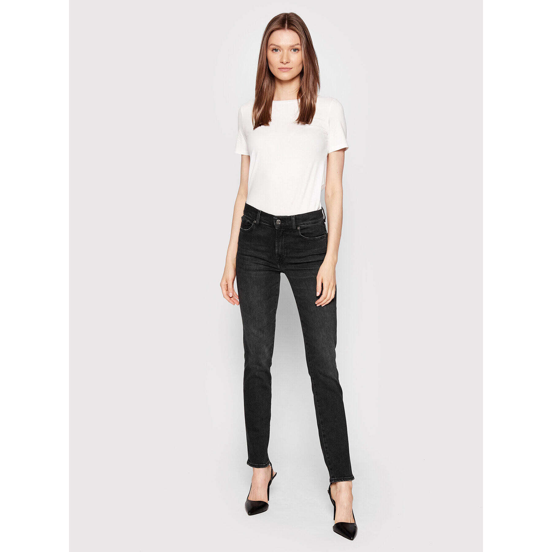 7 For All Mankind Дънки Roxanne JSWXC320LB Черен Slim Fit - Pepit.bg