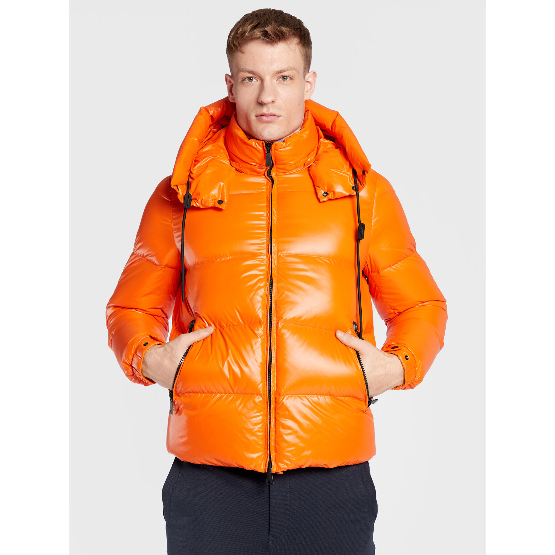 Add Пухено яке 6AM771 Оранжев Regular Fit - Pepit.bg