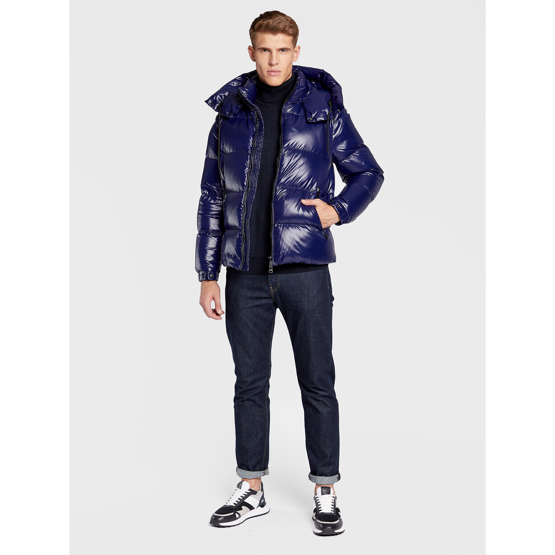 Add Пухено яке 6AM771 Тъмносин Regular Fit - Pepit.bg