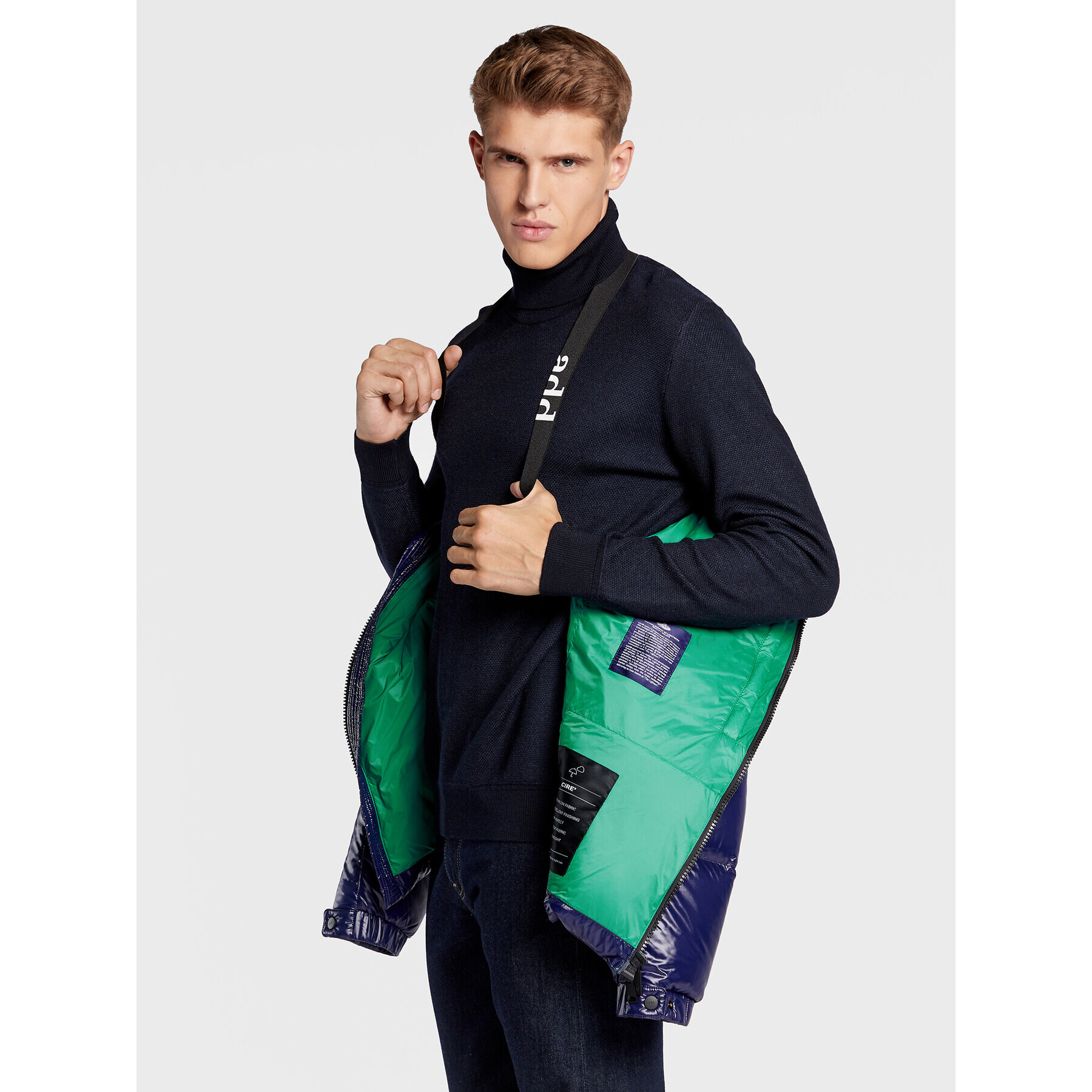 Add Пухено яке 6AM771 Тъмносин Regular Fit - Pepit.bg