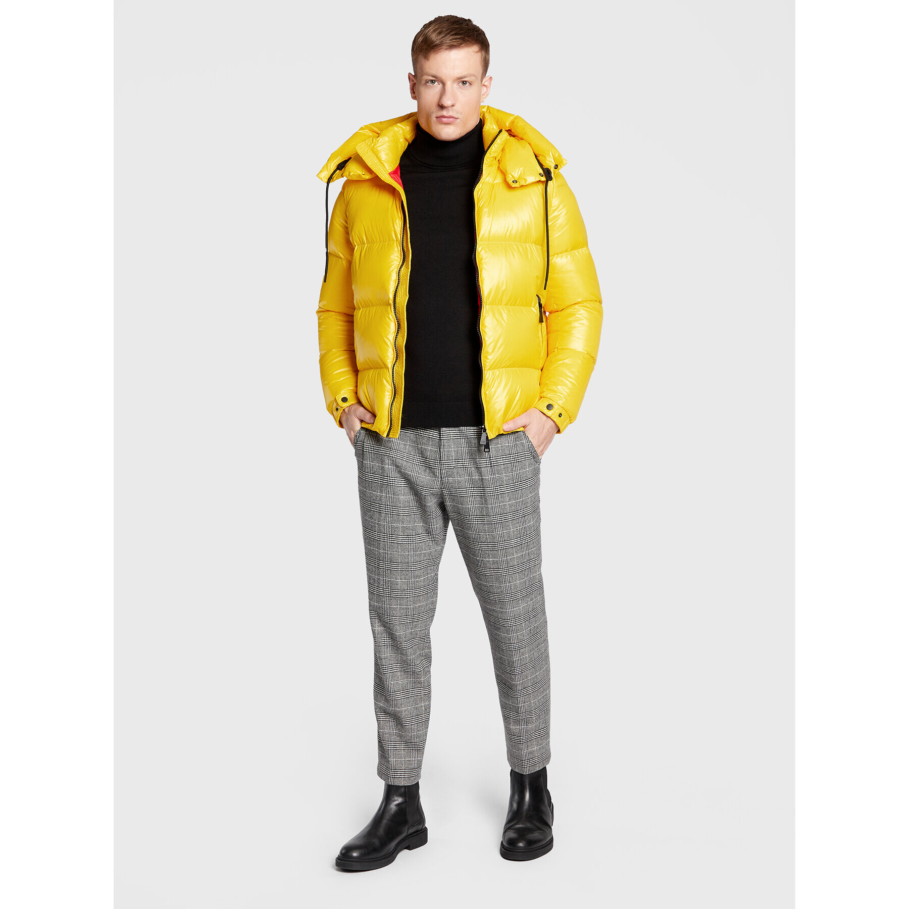 Add Пухено яке 6AM771 Жълт Regular Fit - Pepit.bg