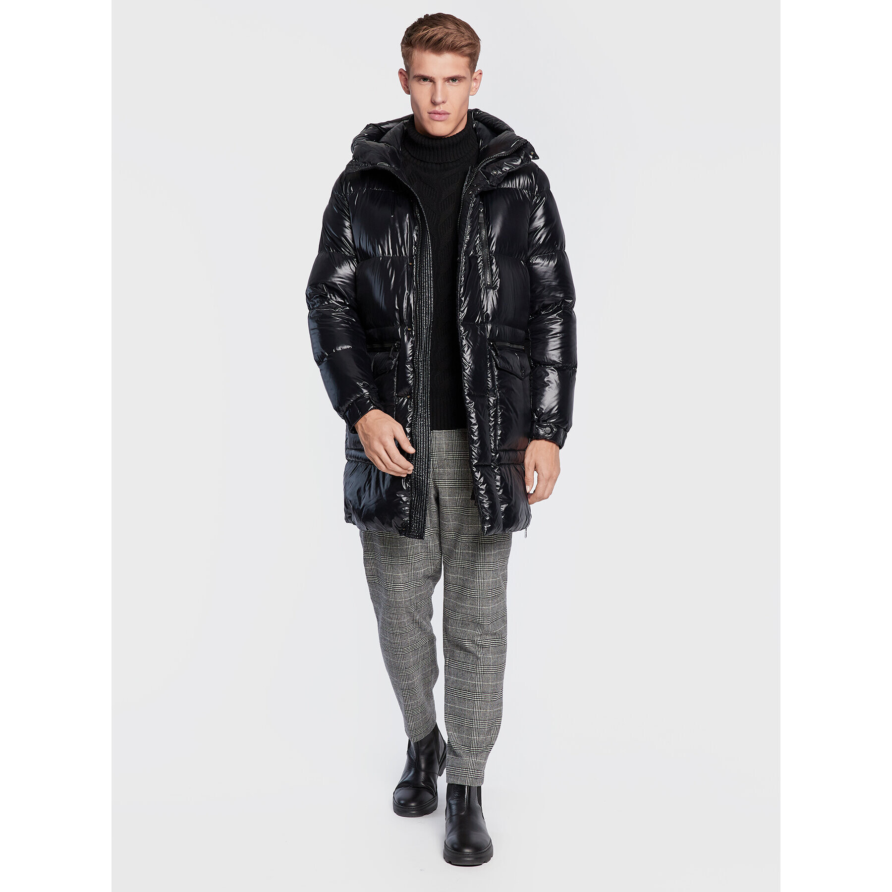 Add Пухено яке 6AM774 Черен Regular Fit - Pepit.bg