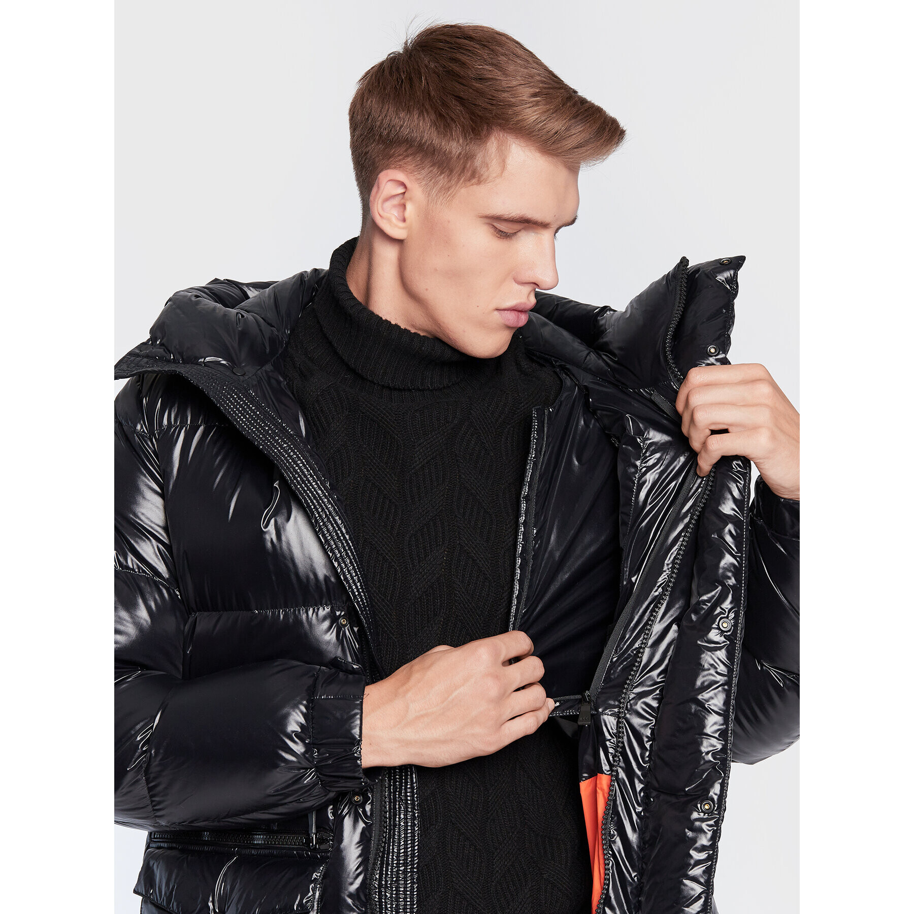 Add Пухено яке 6AM774 Черен Regular Fit - Pepit.bg