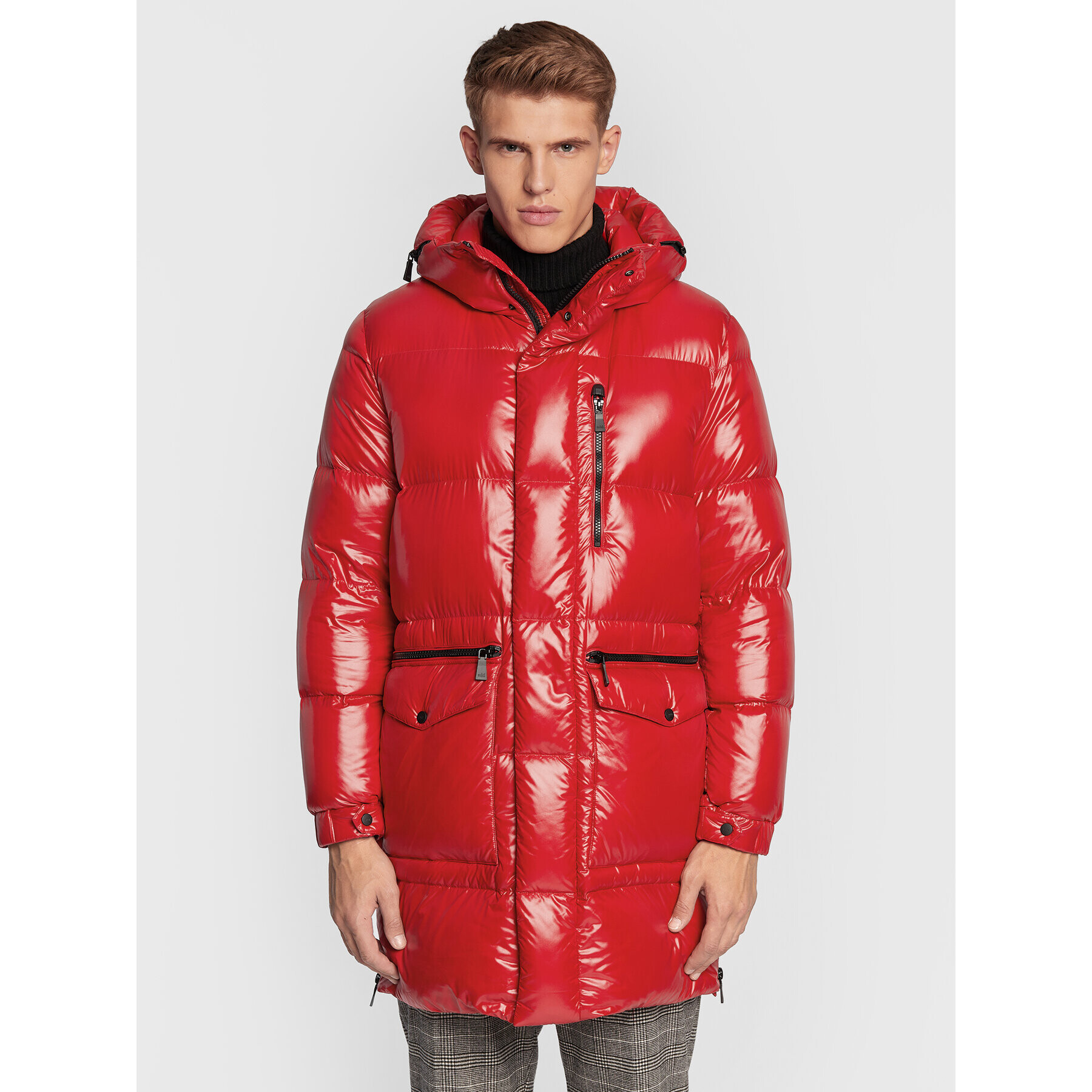 Add Пухено яке 6AM774 Червен Regular Fit - Pepit.bg