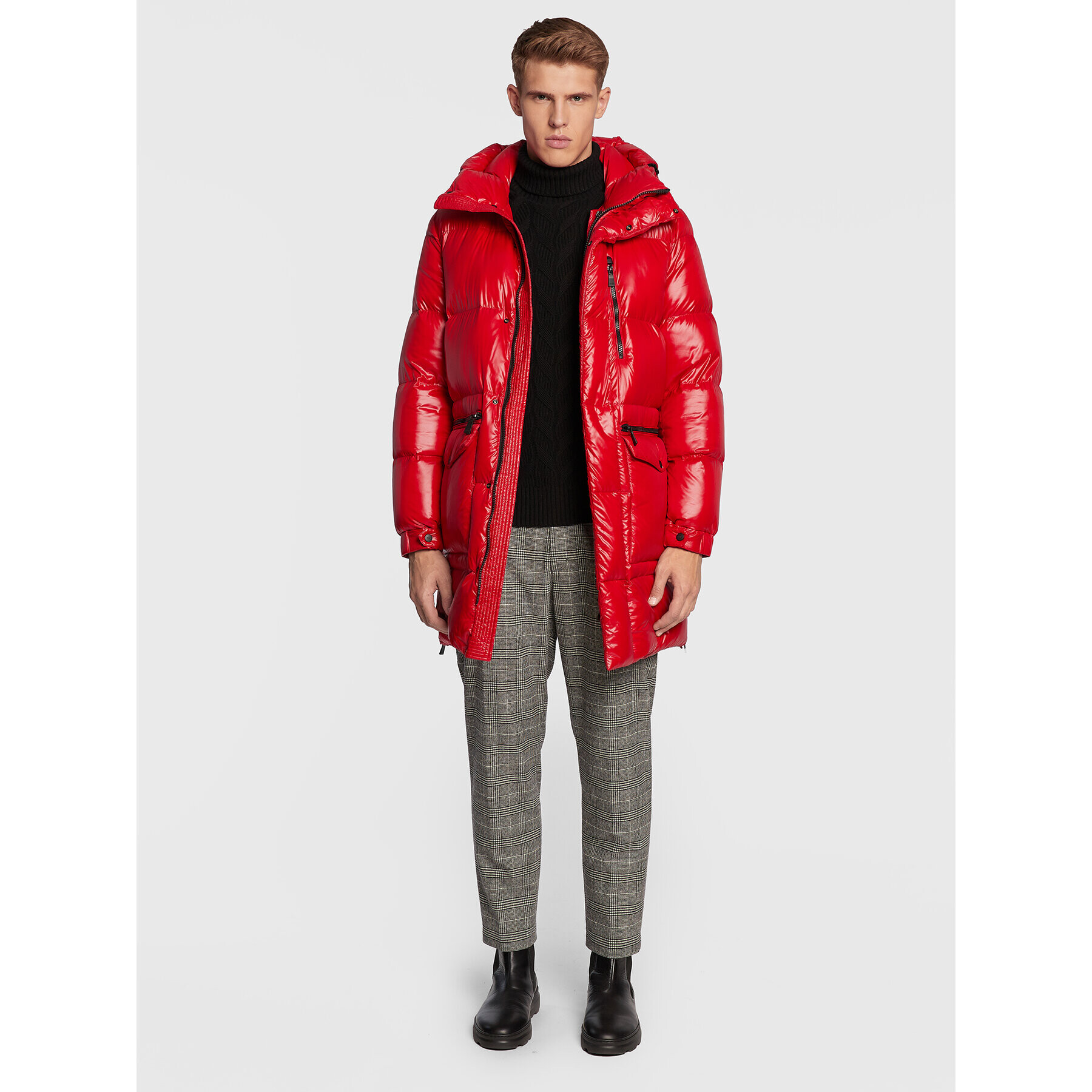 Add Пухено яке 6AM774 Червен Regular Fit - Pepit.bg