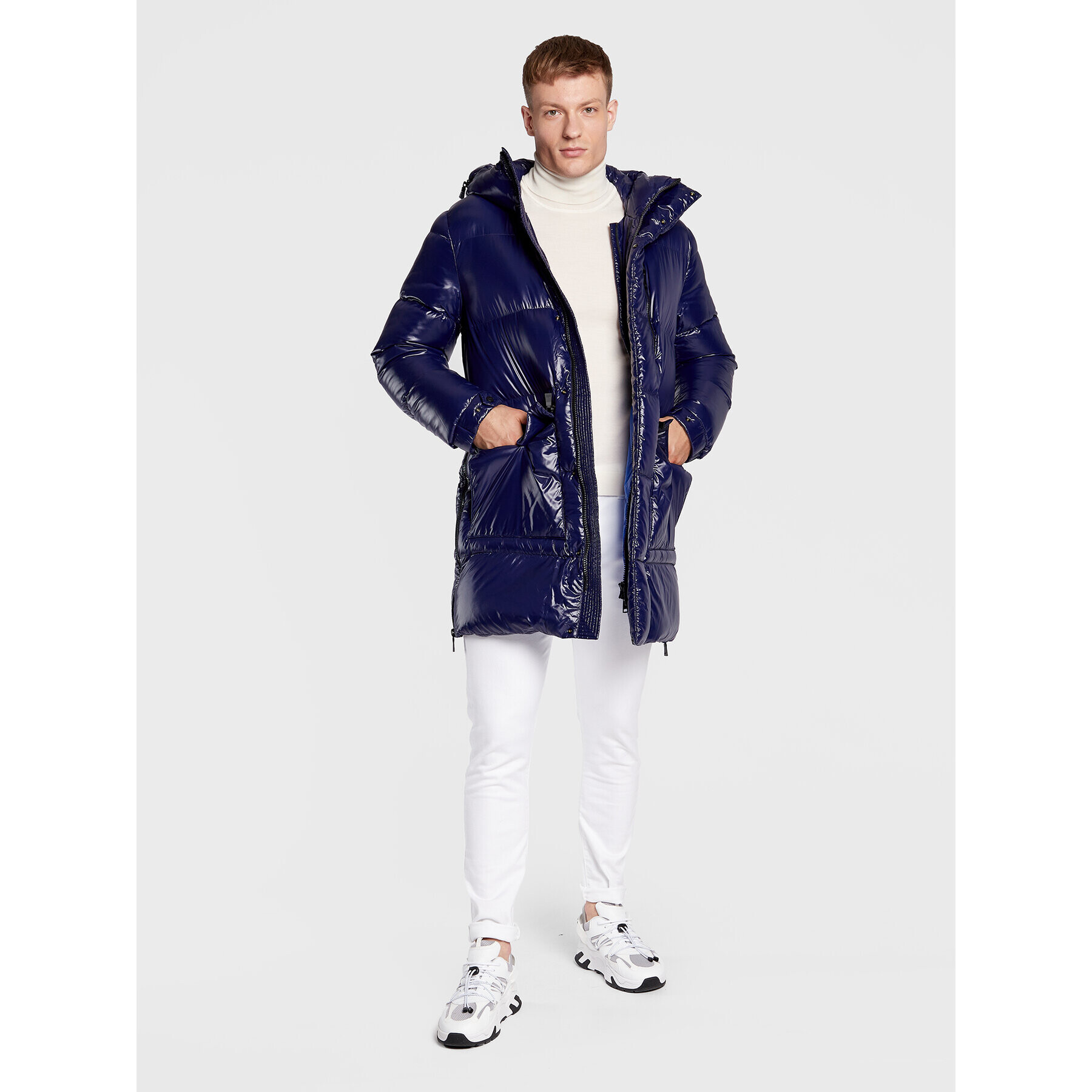 Add Пухено яке 6AM774 Тъмносин Regular Fit - Pepit.bg