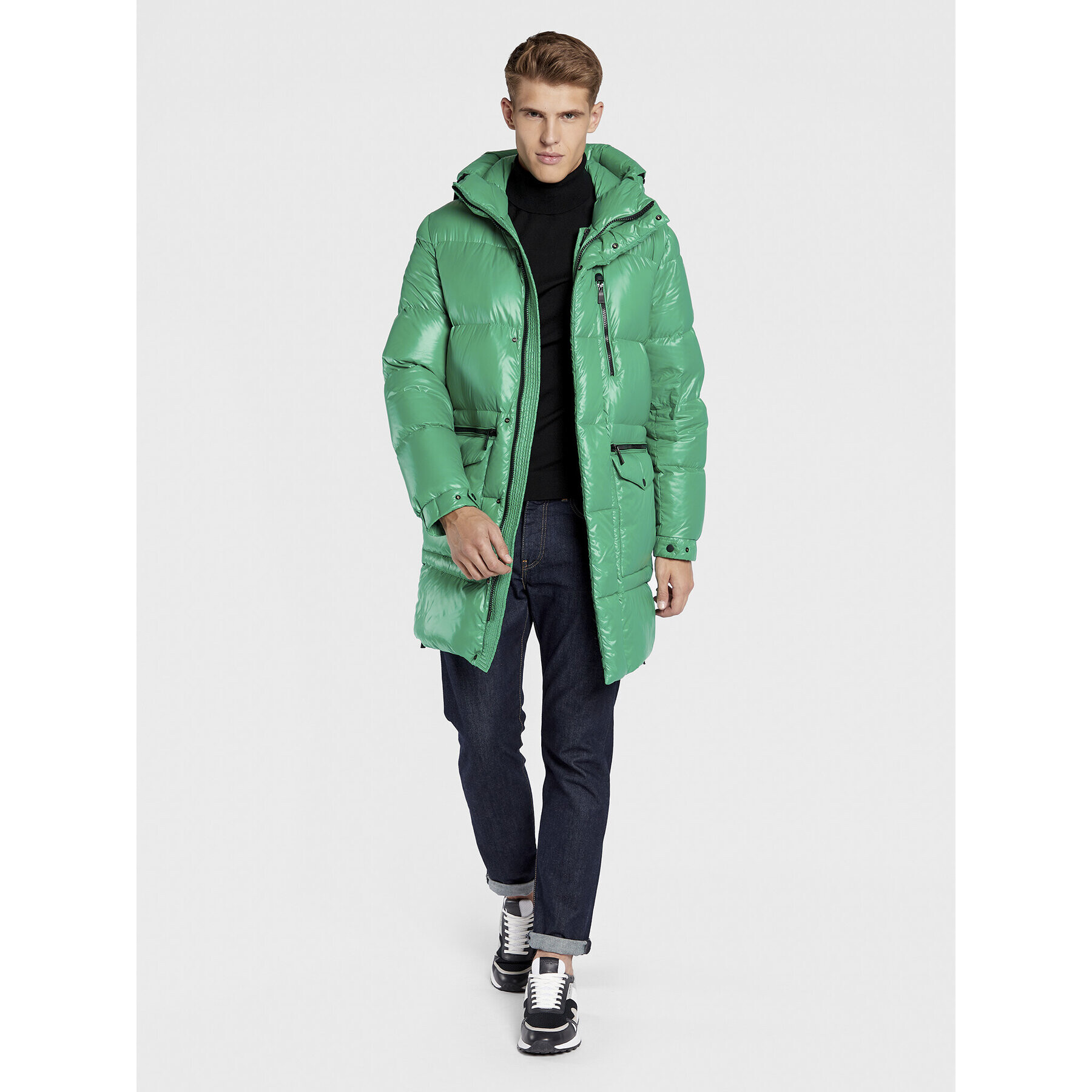 Add Пухено яке 6AM774 Зелен Regular Fit - Pepit.bg