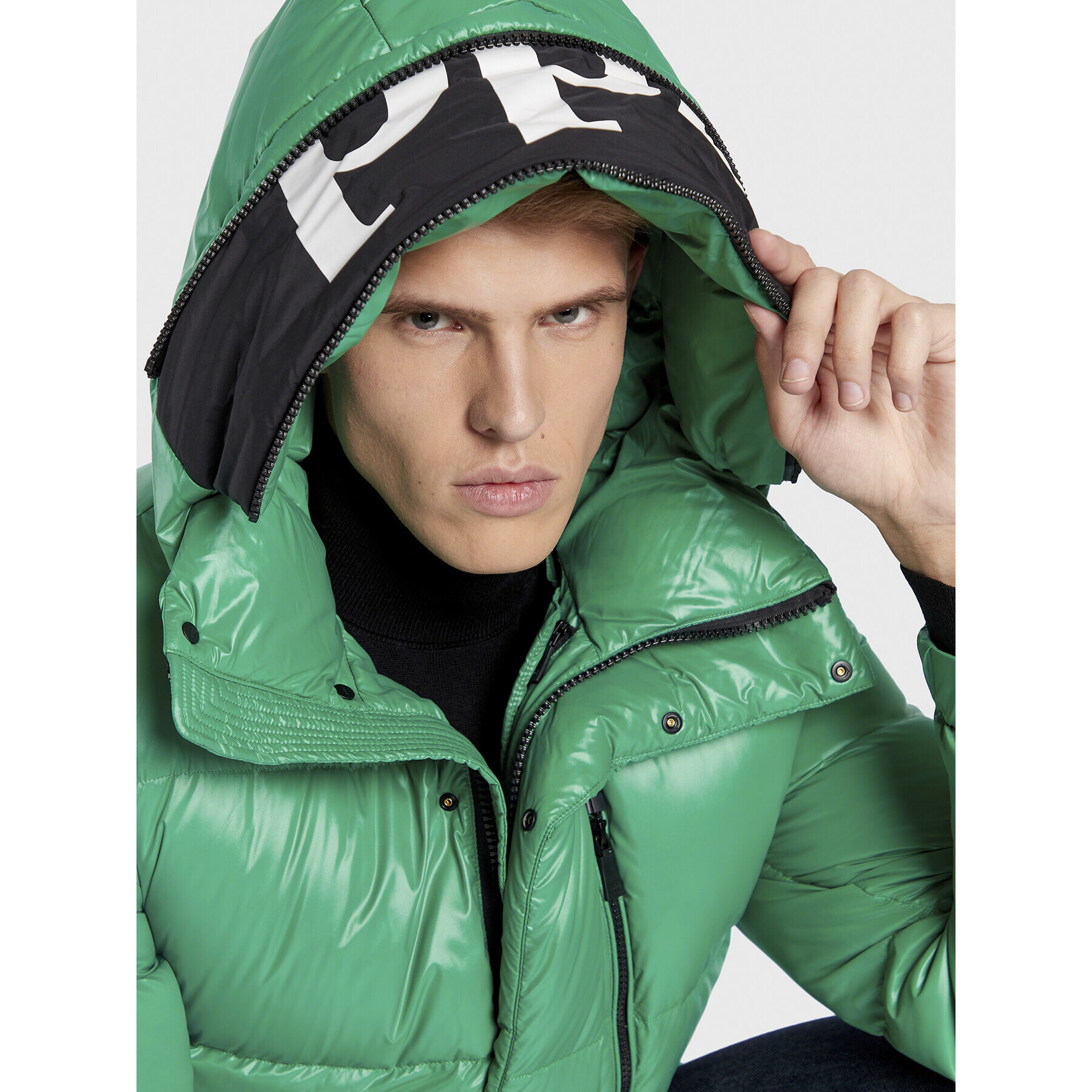 Add Пухено яке 6AM774 Зелен Regular Fit - Pepit.bg