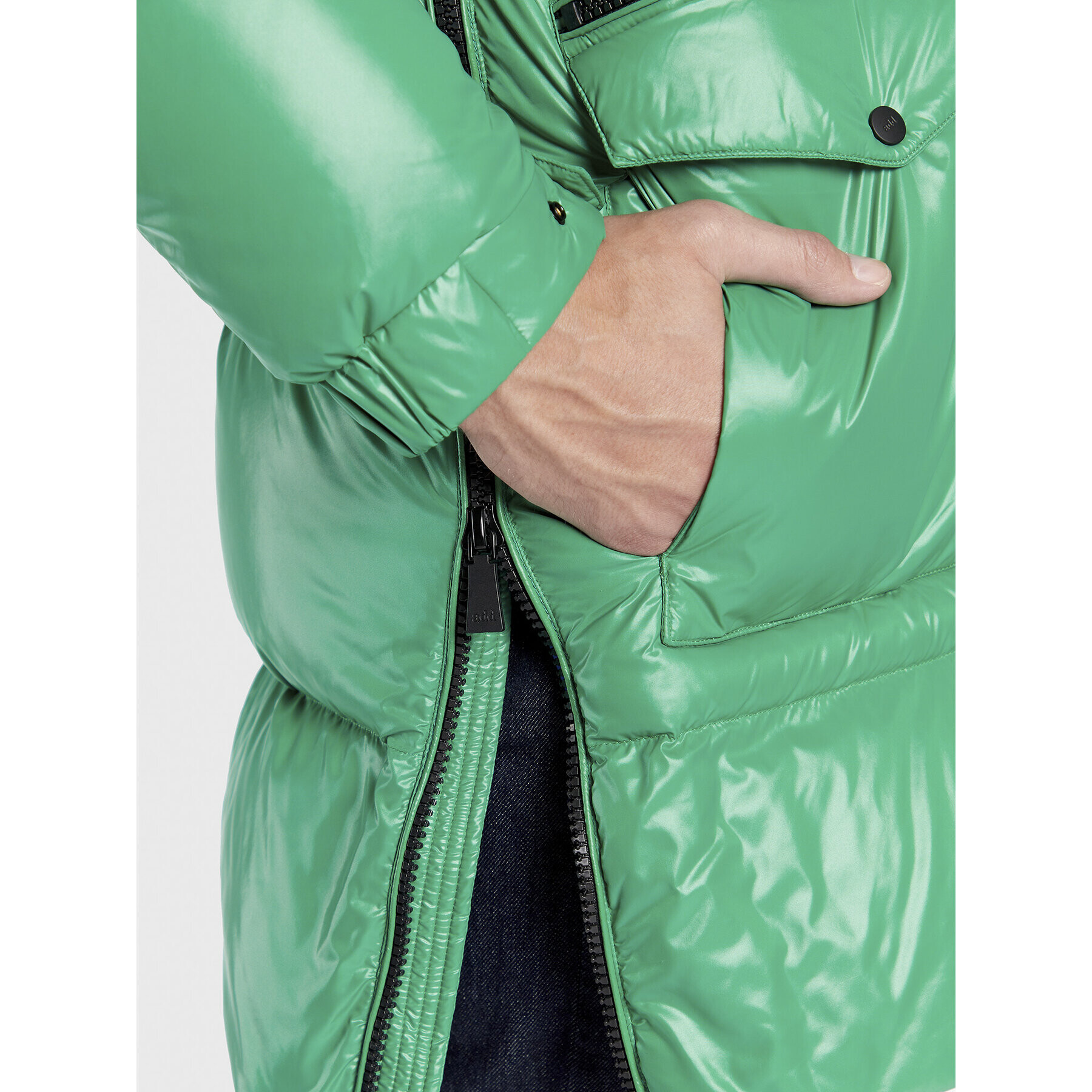 Add Пухено яке 6AM774 Зелен Regular Fit - Pepit.bg