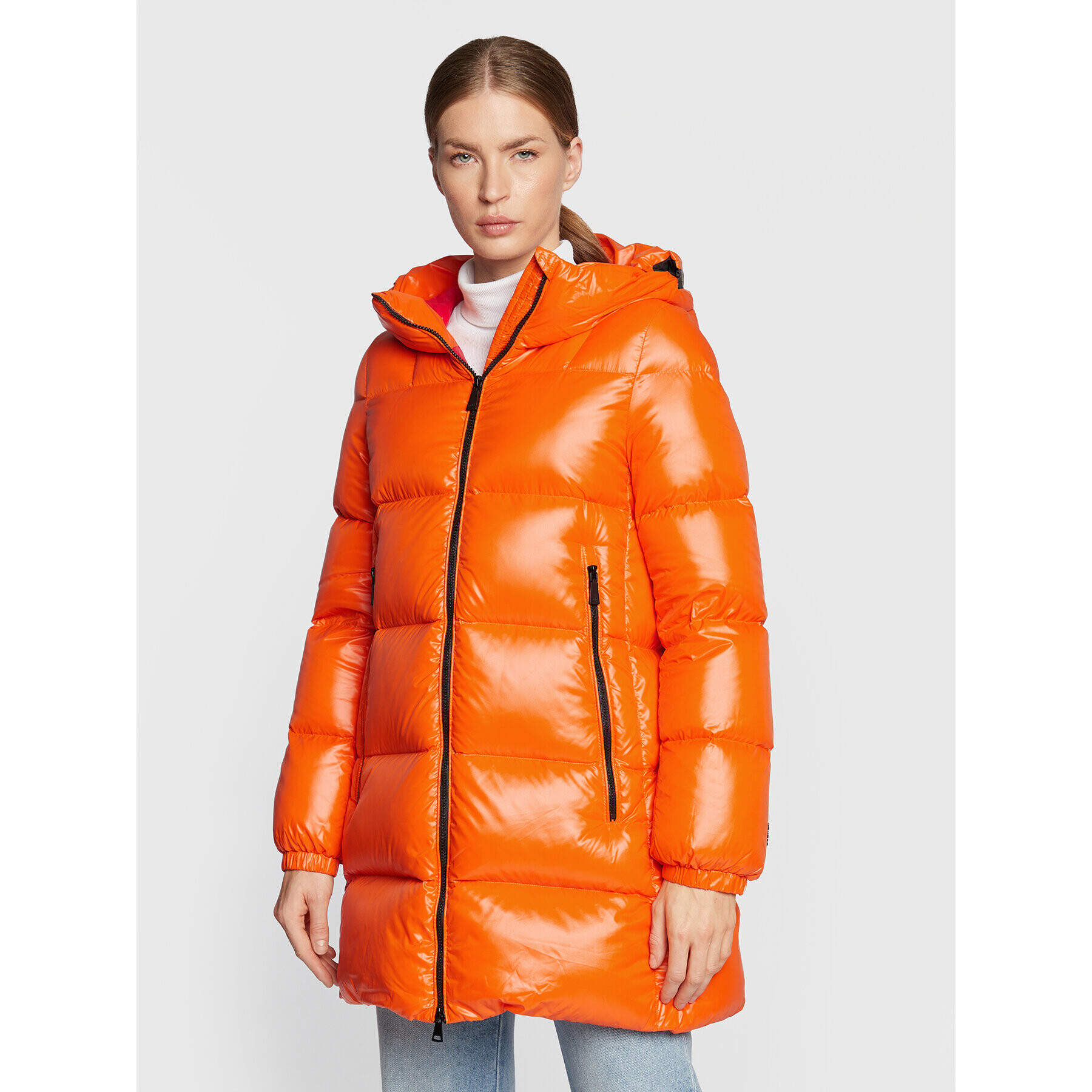 Add Пухено яке 6AW773 Оранжев Regular Fit - Pepit.bg