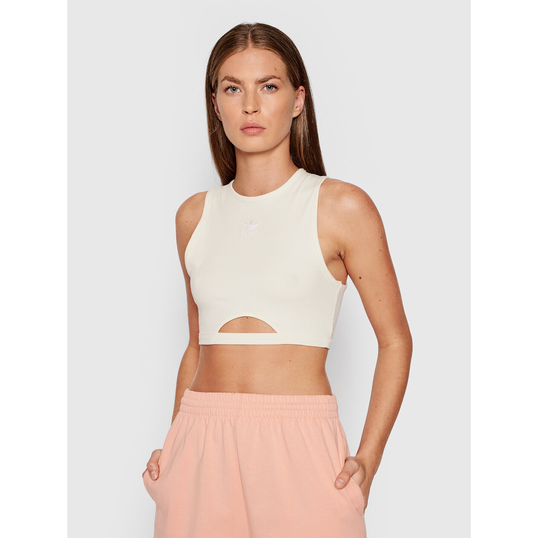 adidas топ adicolor Essentials Rib H06611 Бежов Slim Fit - Pepit.bg