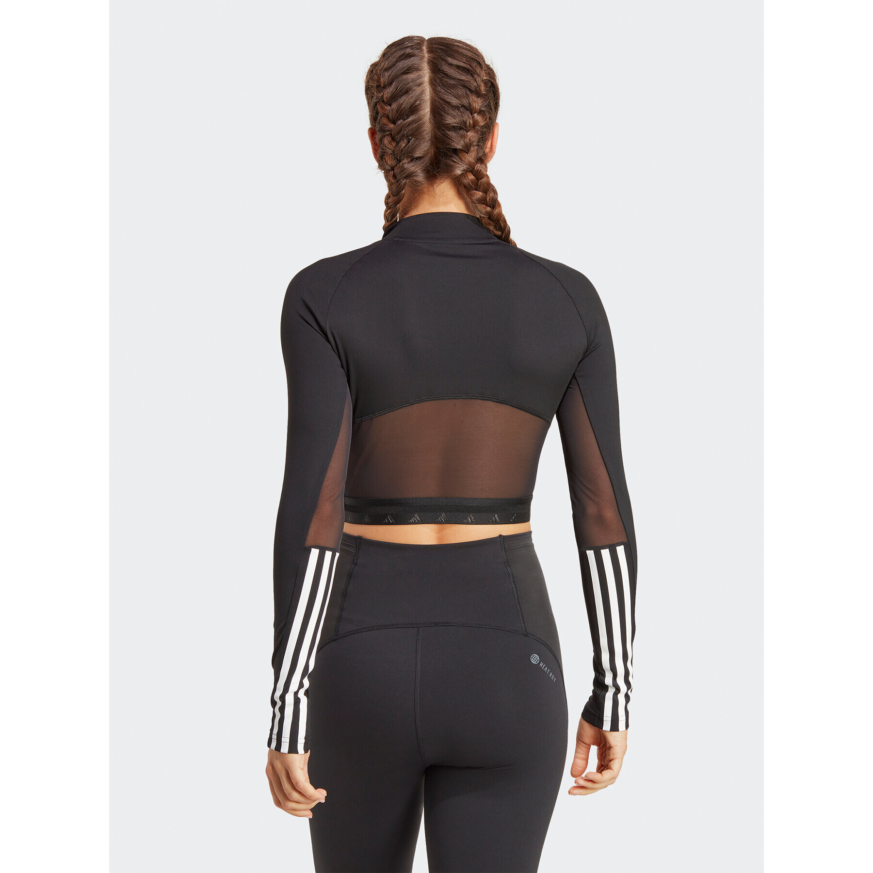 adidas Блуза AEROREADY Hyperglam Crop Long-Sleeve Top HZ2315 Черен - Pepit.bg