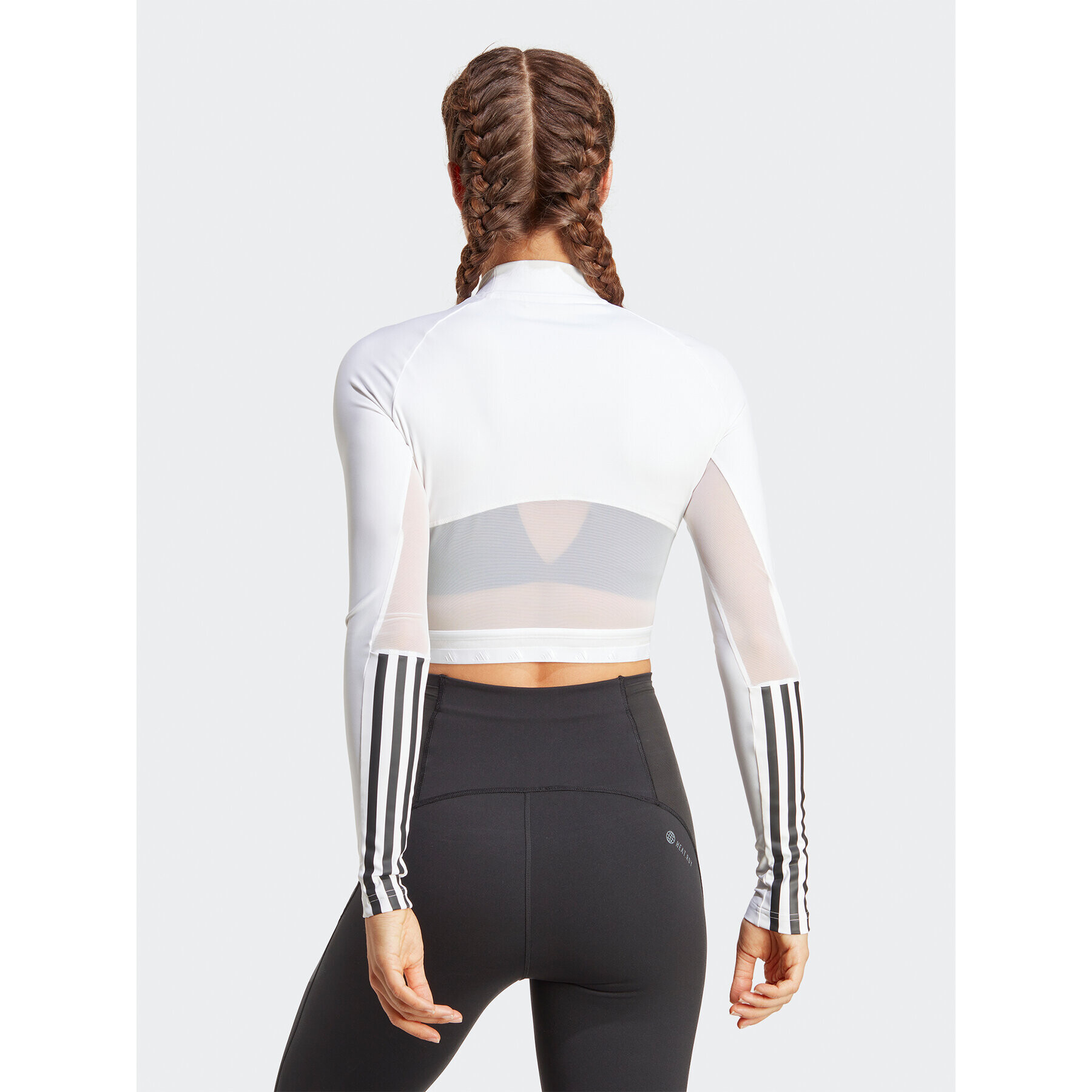 adidas Блуза AEROREADY Hyperglam Crop Long-Sleeve Top HZ2316 Бял - Pepit.bg