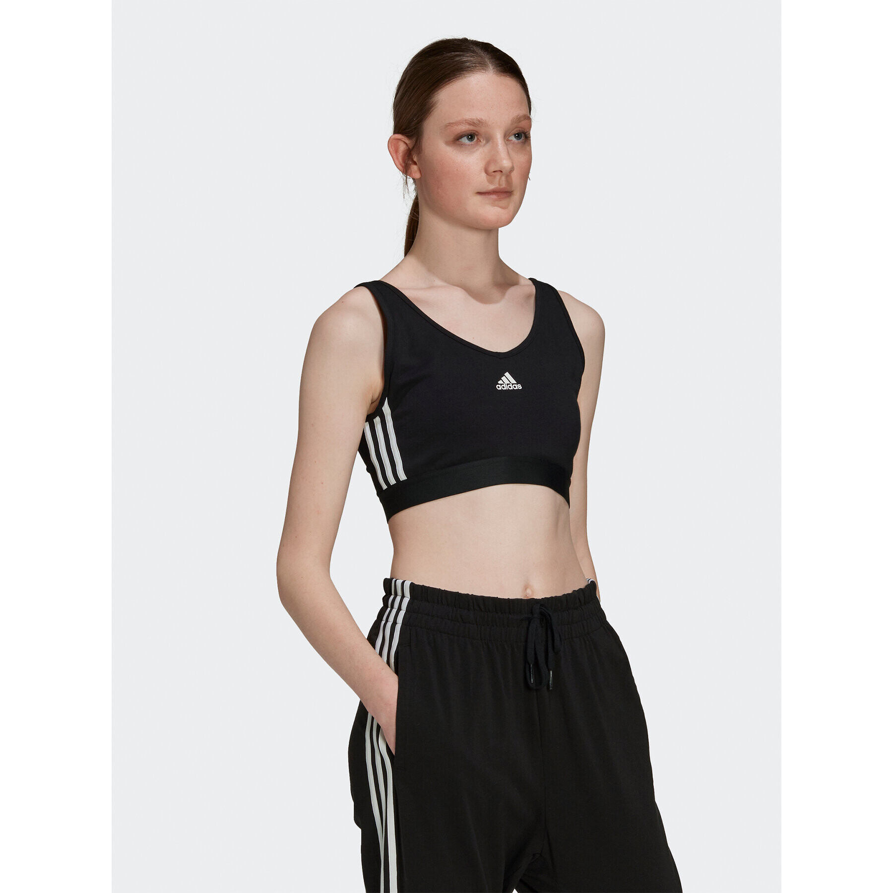 adidas Блуза Essentials 3-Stripes Crop Top With Removable Pads GS1343 Черен - Pepit.bg