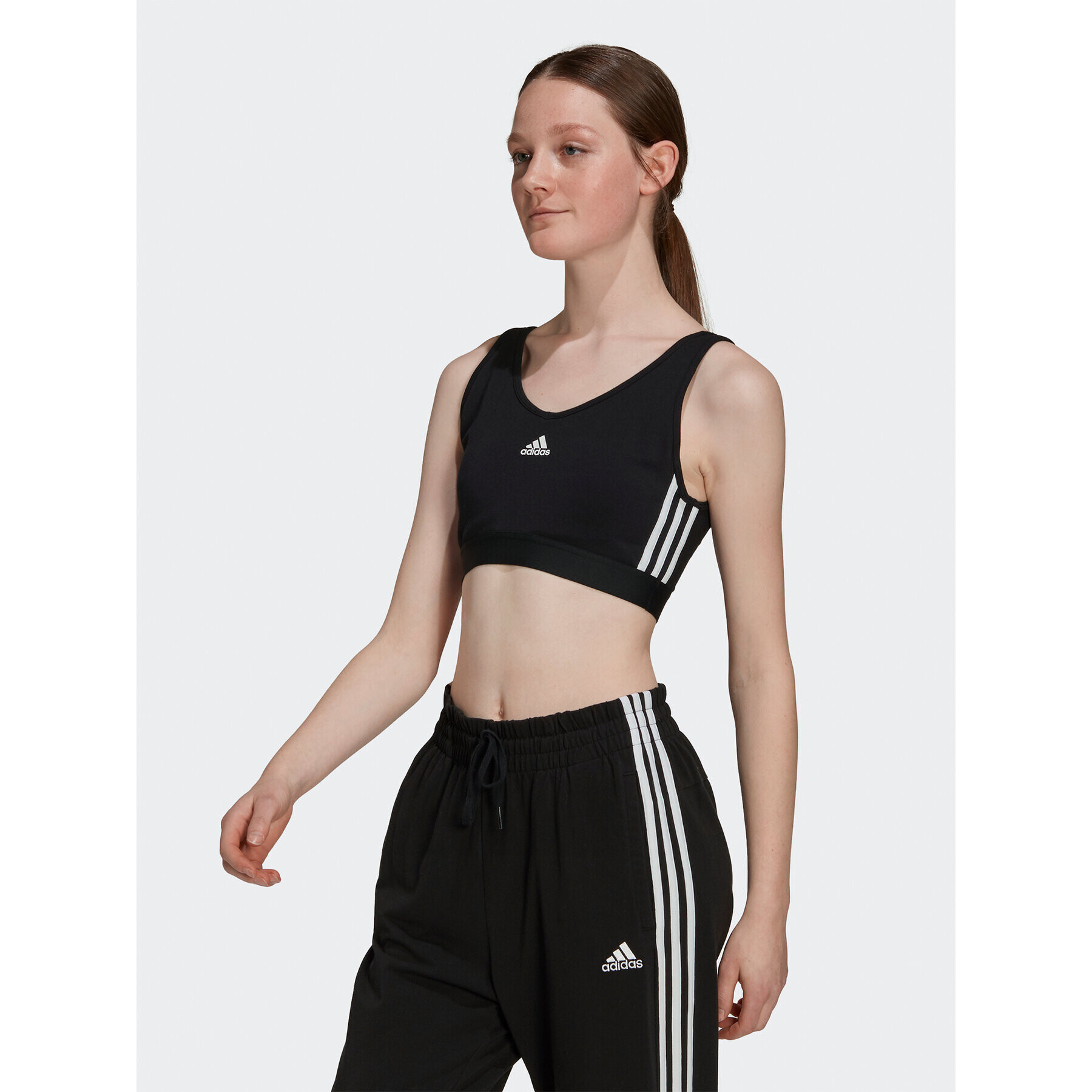 adidas Блуза Essentials 3-Stripes Crop Top With Removable Pads GS1343 Черен - Pepit.bg