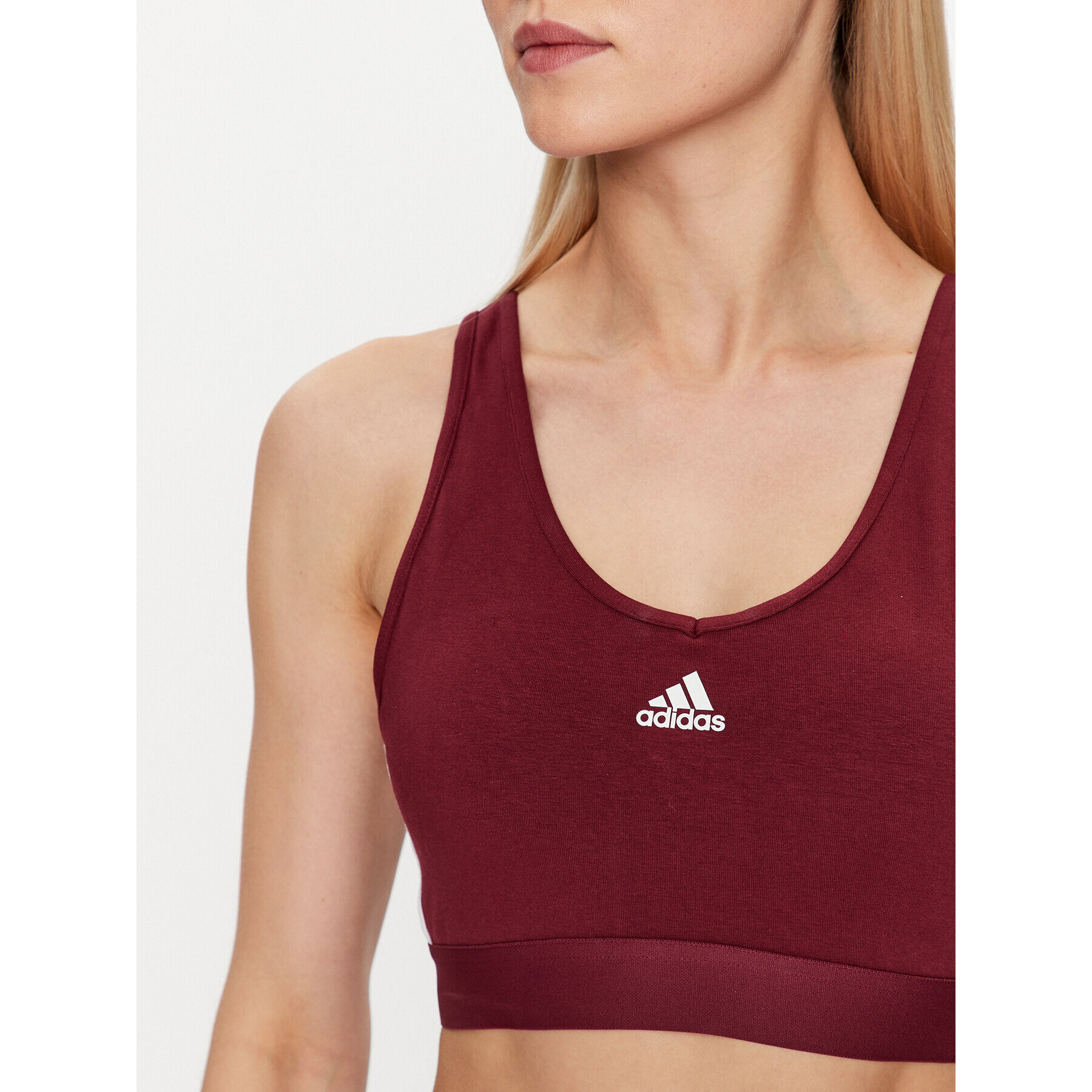 adidas Блуза Essentials 3-Stripes Crop Top With Removable Pads IK8320 Червен - Pepit.bg