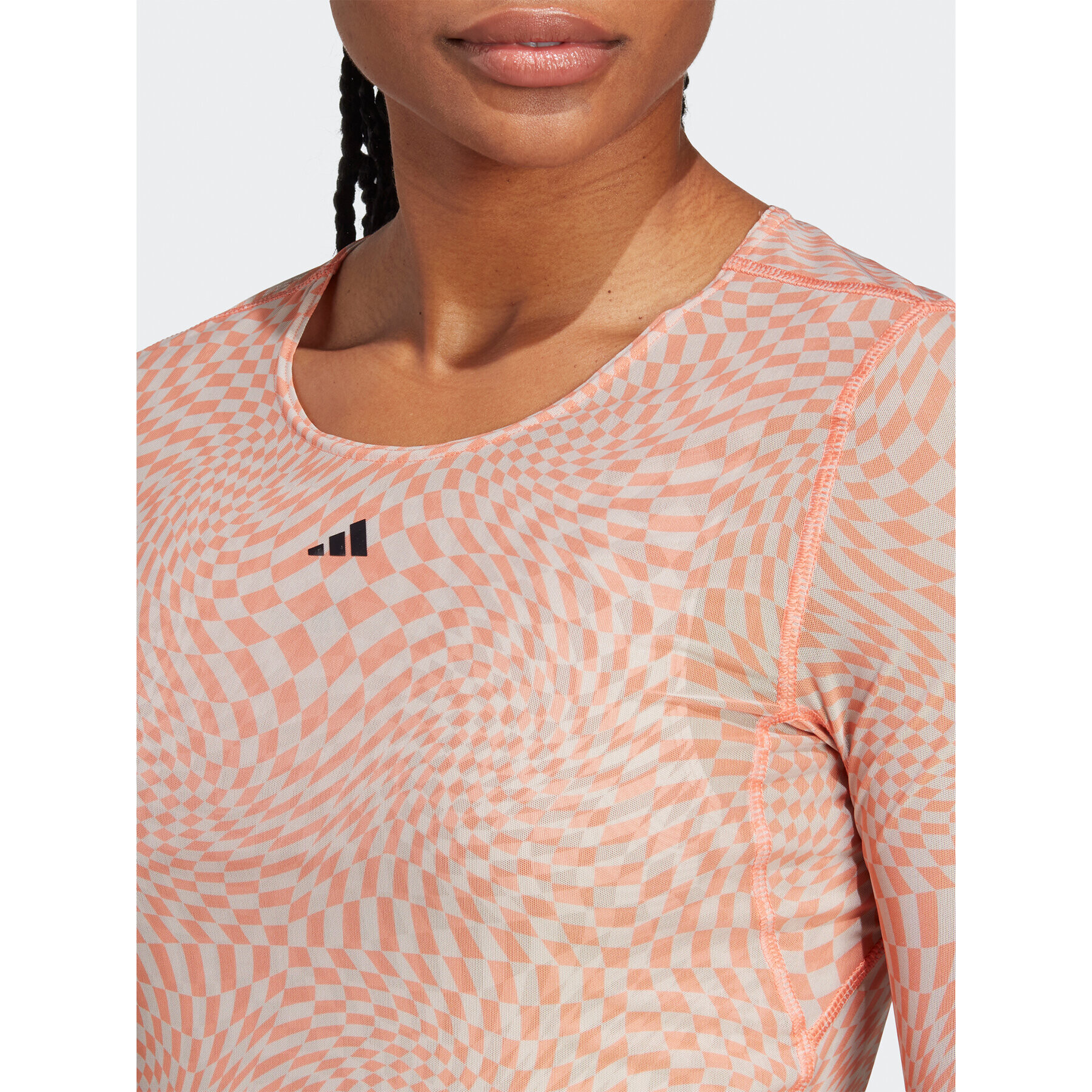 adidas Блуза Print Clash Long Sleeve Yoga Long-sleeve Top HT7324 Кафяв - Pepit.bg