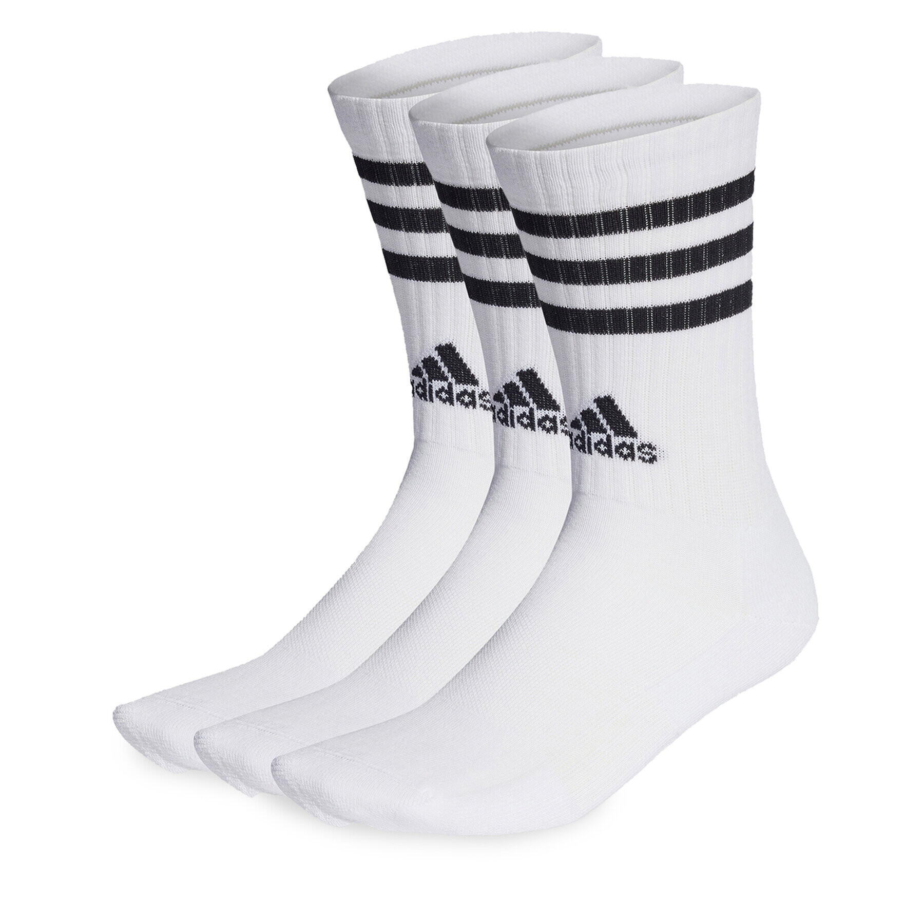 adidas Дълги чорапи unisex 3-Stripes Cushioned Crew Socks 3 Pairs HT3458 Бял - Pepit.bg