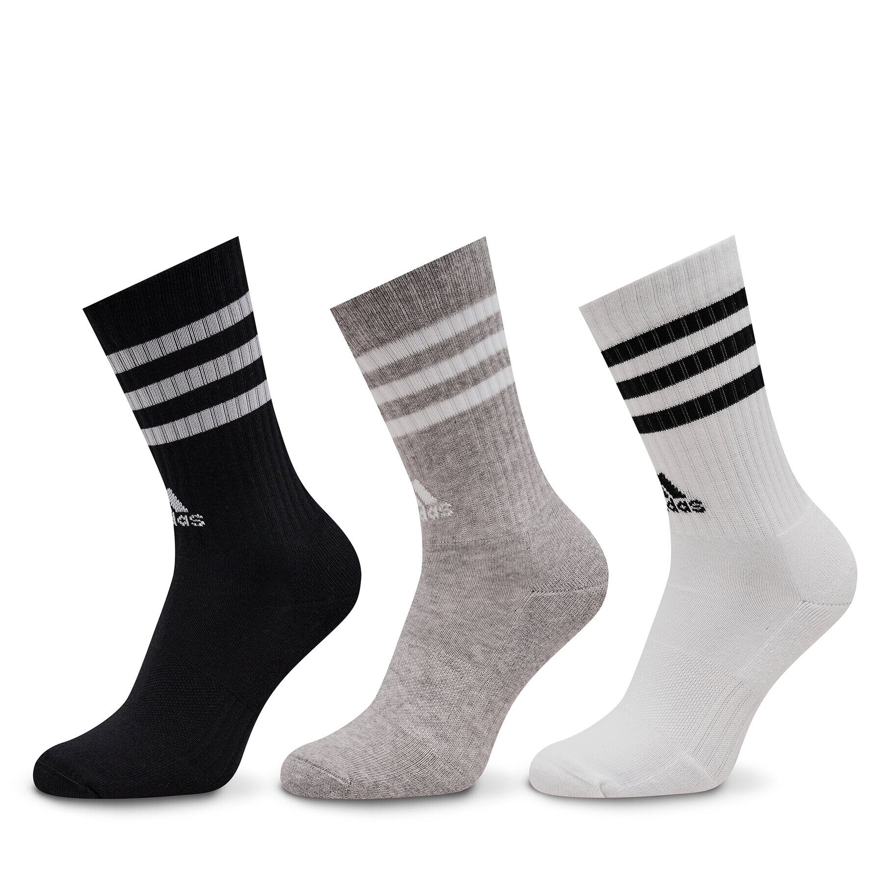 adidas Дълги чорапи unisex 3-Stripes Cushioned Crew Socks 3 Pairs IC1323 Сив - Pepit.bg