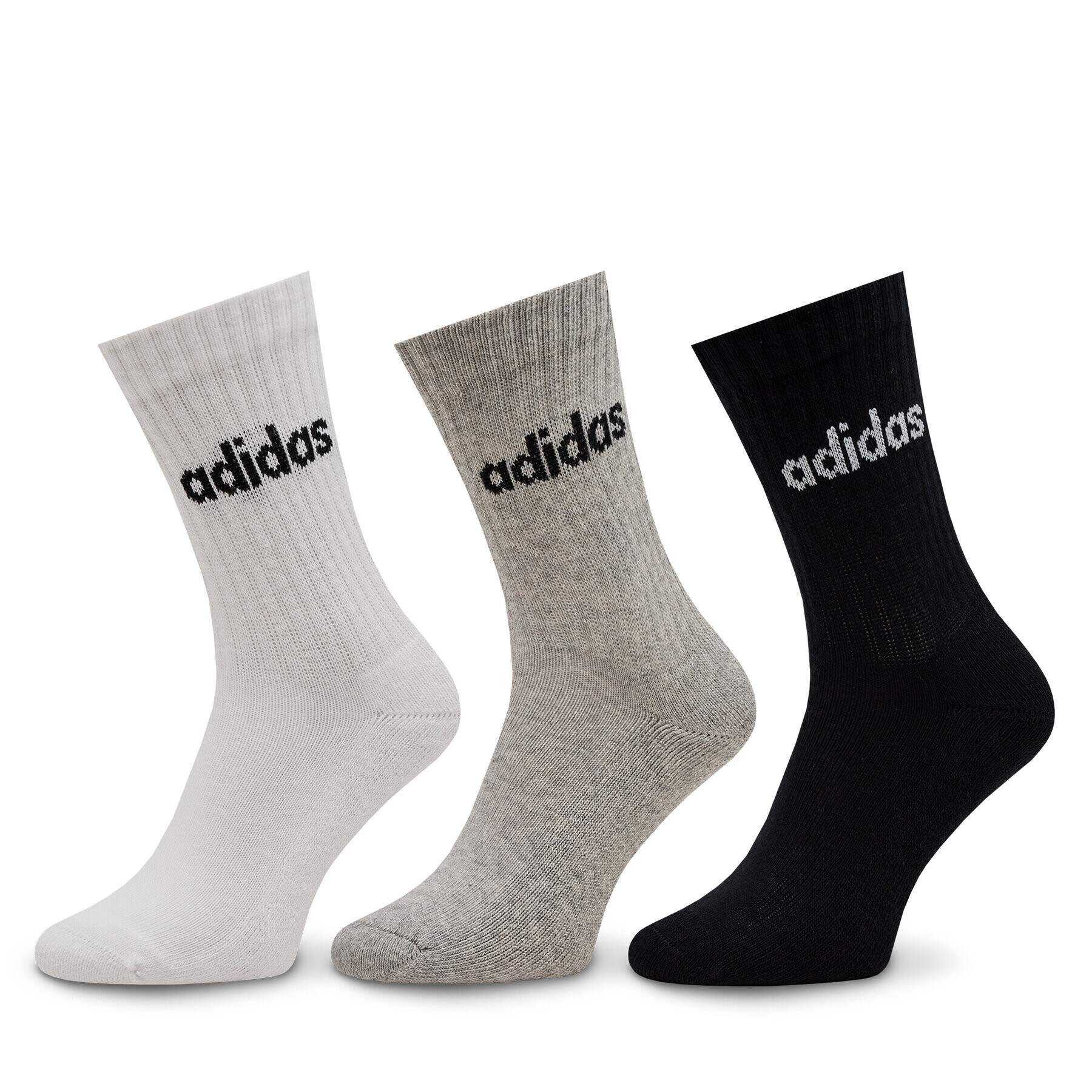 adidas Дълги чорапи unisex Linear Crew Cushioned Socks 3 Pairs IC1302 Сив - Pepit.bg