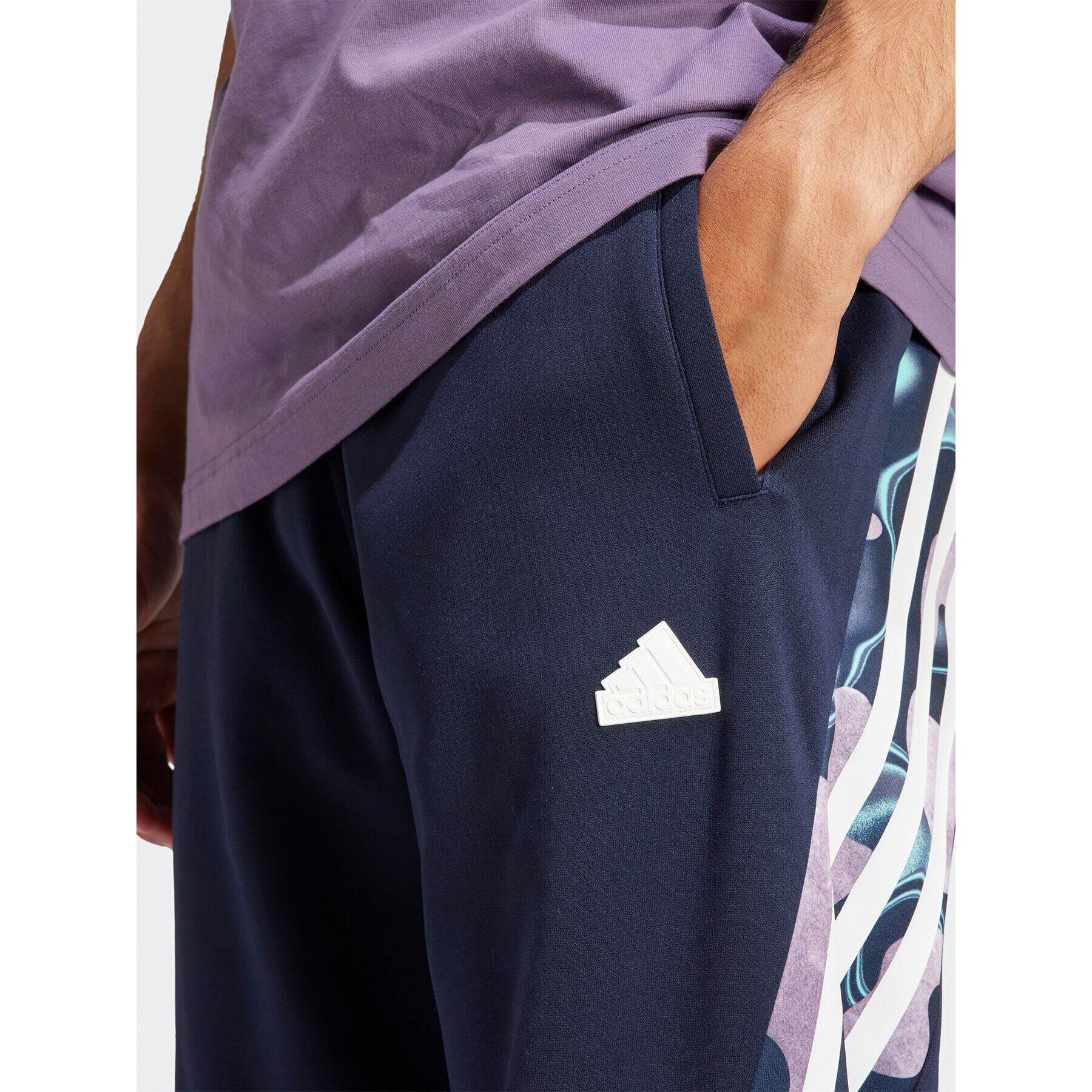 adidas Долнище анцуг Future Icons Allover Print IJ8853 Тъмносин Regular Fit - Pepit.bg