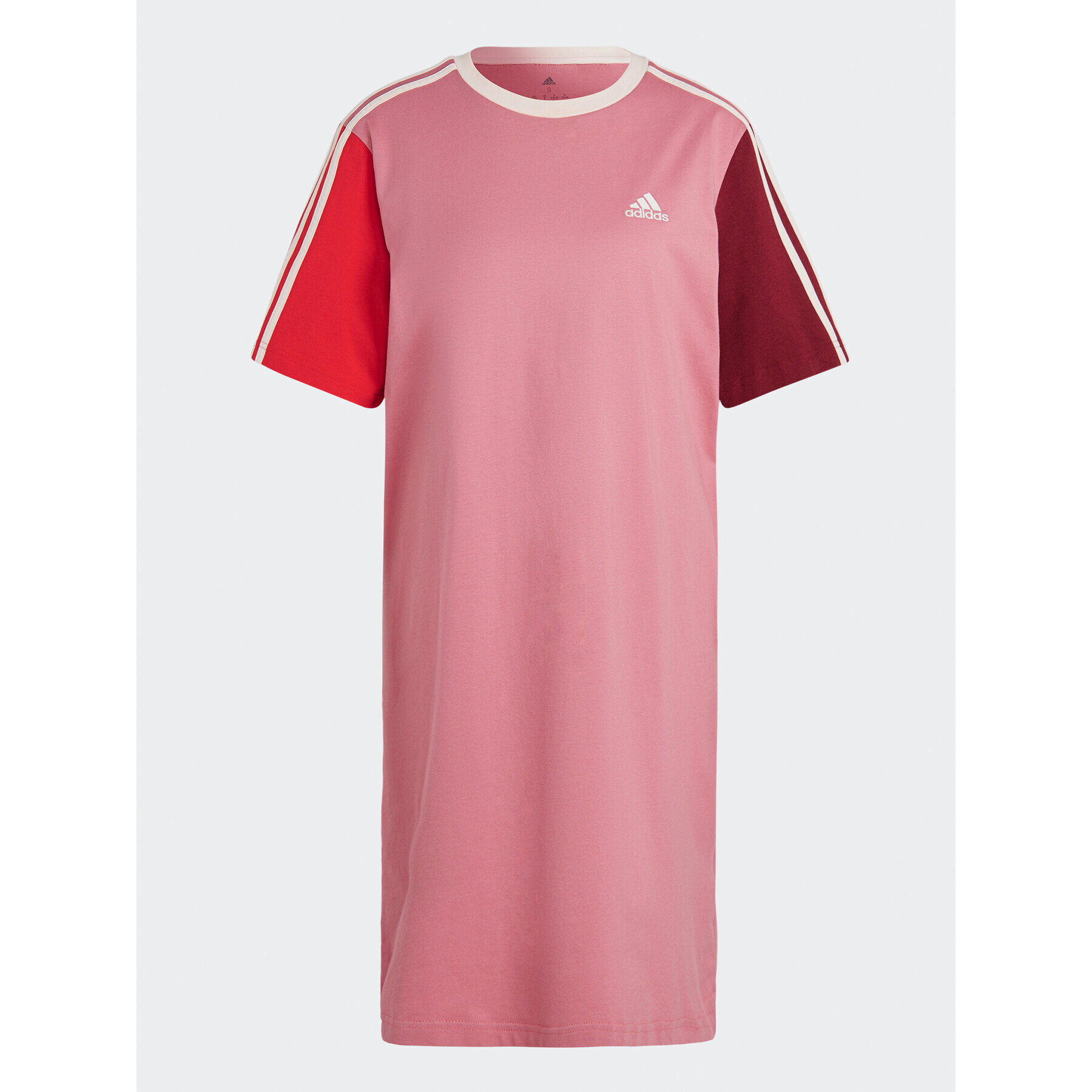 adidas Ежедневна рокля Essentials 3-Stripes Single Jersey Boyfriend Tee Dress IC1461 Розов Loose Fit - Pepit.bg