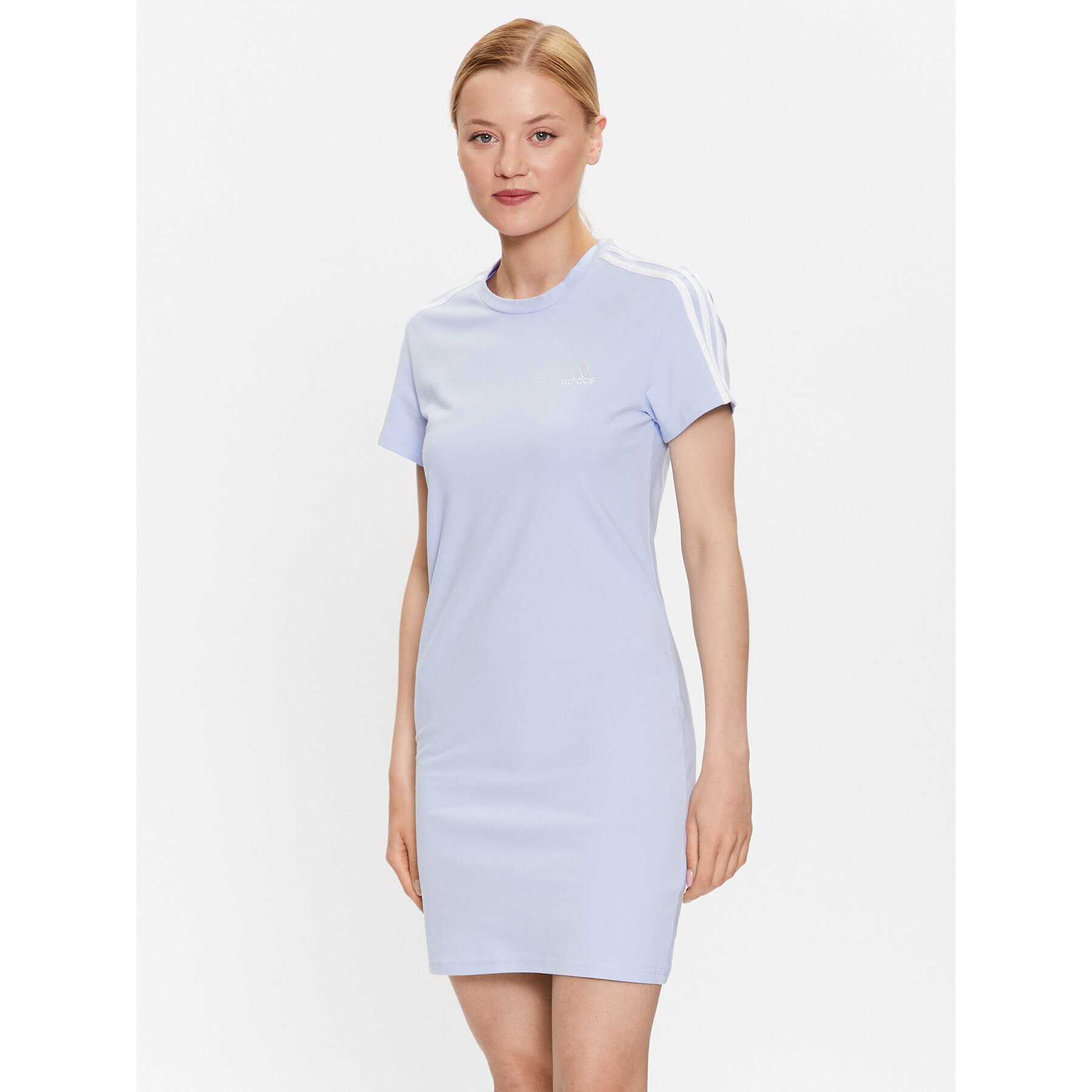 adidas Ежедневна рокля Essentials 3-Stripes Tee Dress IC9885 Син Fitted Fit - Pepit.bg