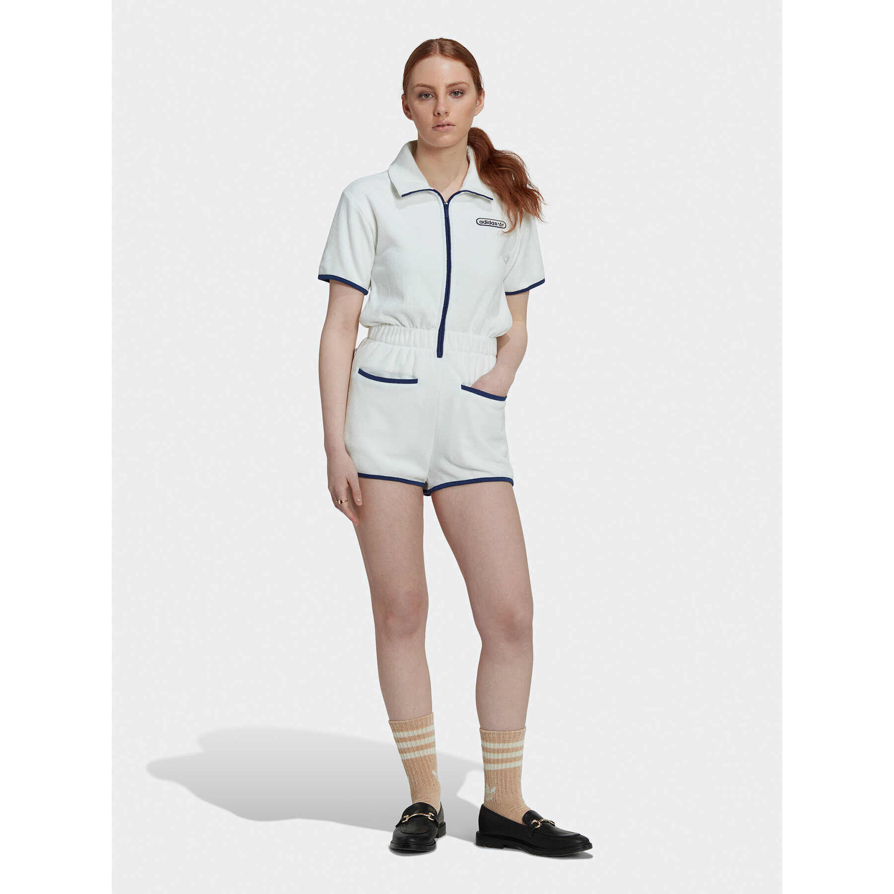 adidas Гащеризон Towel-Terry HT5937 Бял Loose Fit - Pepit.bg