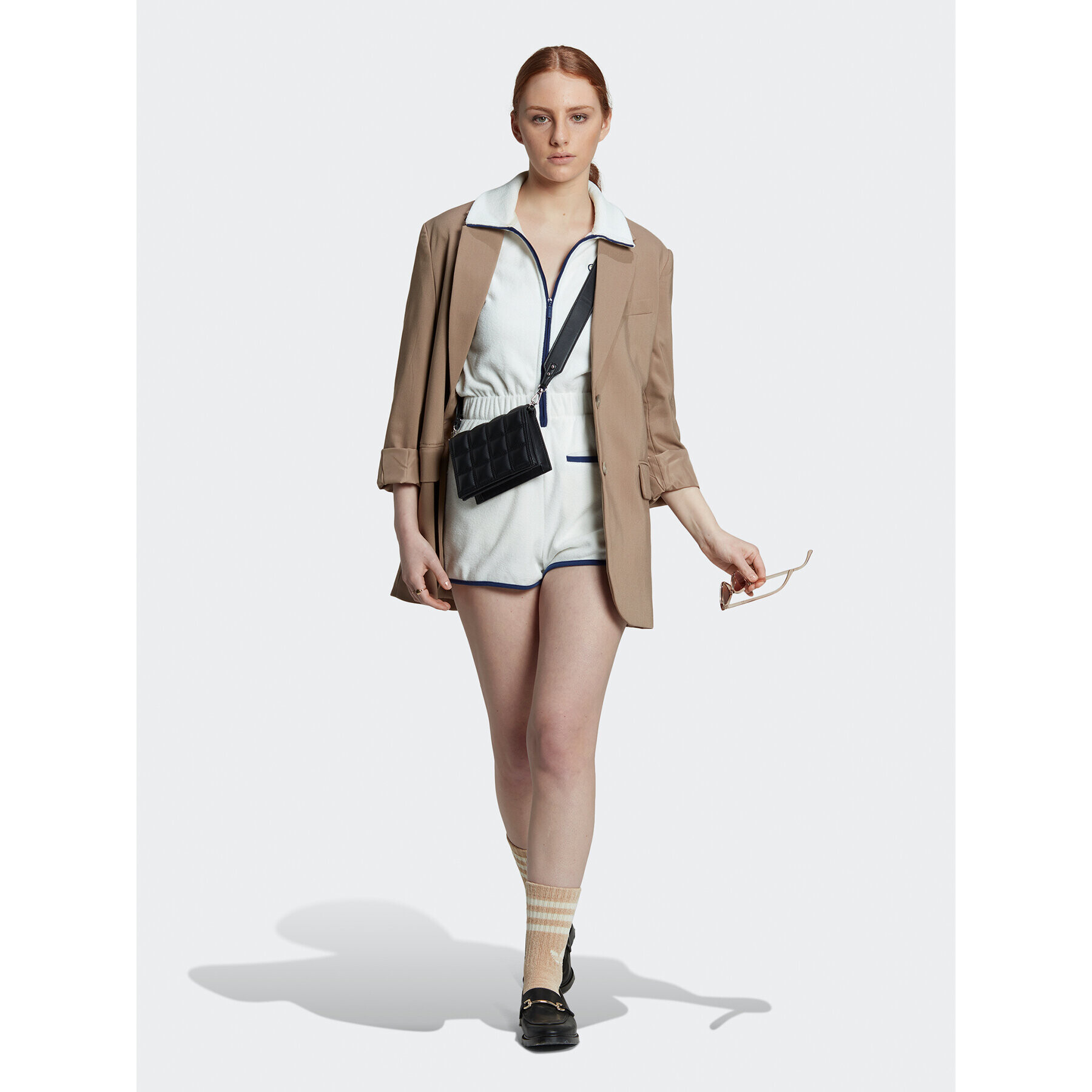adidas Гащеризон Towel-Terry HT5937 Бял Loose Fit - Pepit.bg
