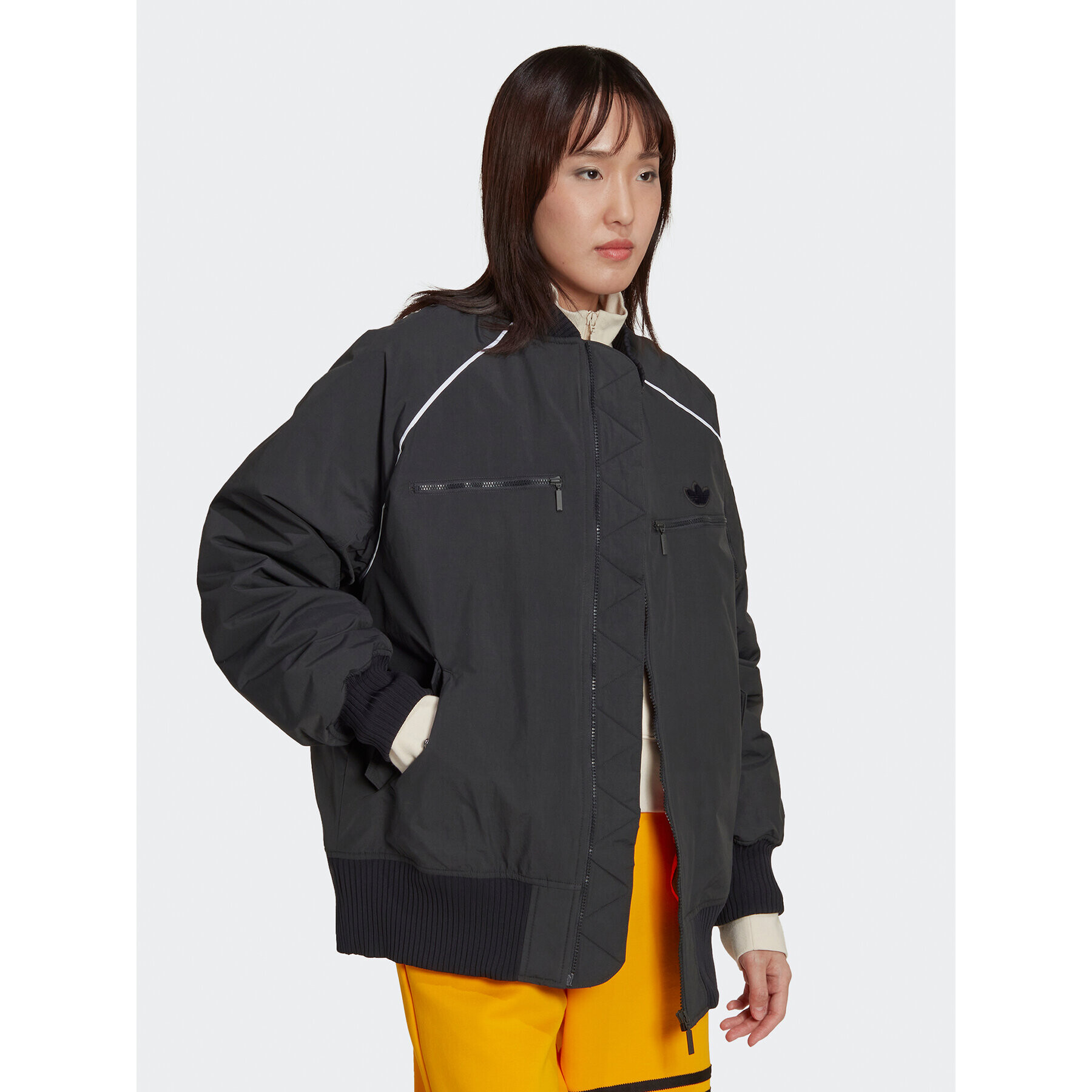 adidas Яке бомбър HK5233 Сив Oversize - Pepit.bg