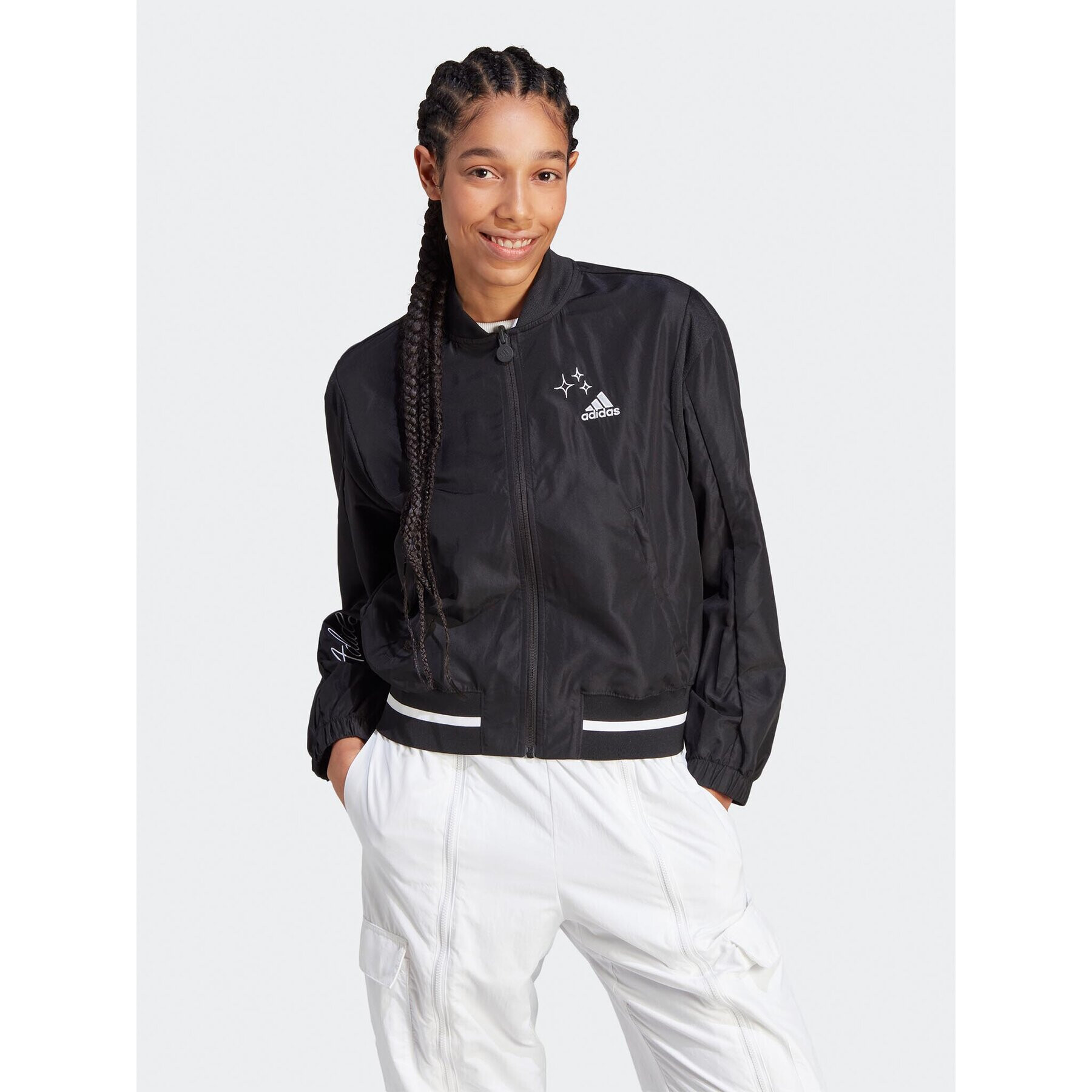 adidas Яке бомбър Scribble IJ8752 Черен Loose Fit - Pepit.bg