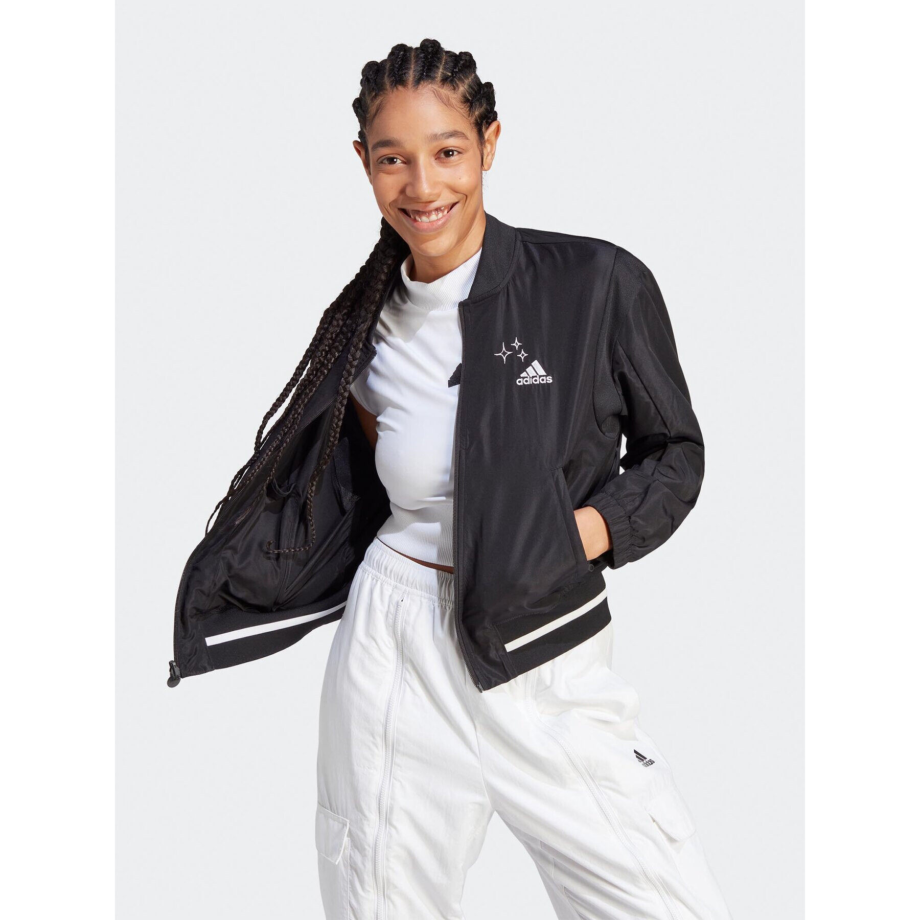 adidas Яке бомбър Scribble IJ8752 Черен Loose Fit - Pepit.bg